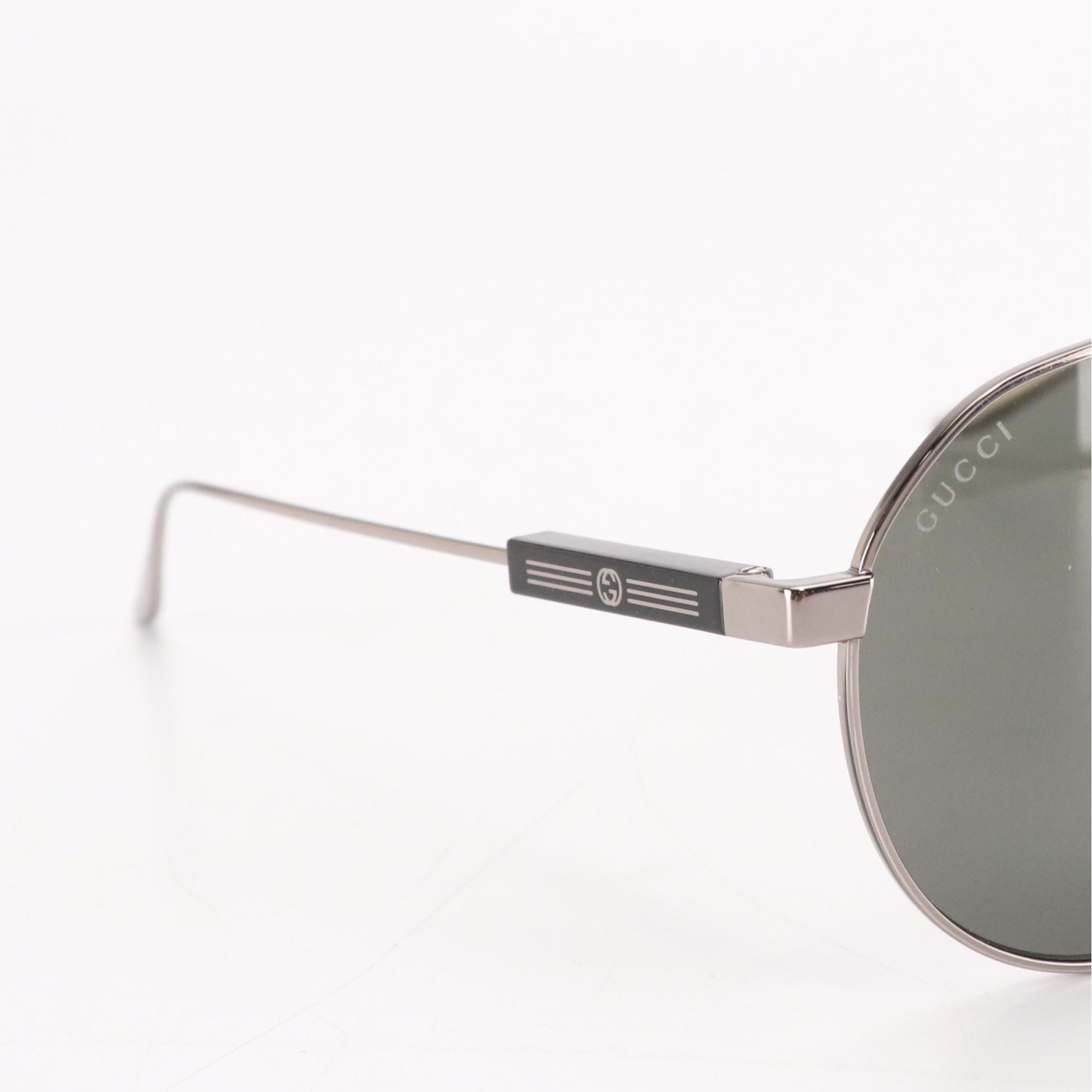 Gucci GG1311S 001 Gray Lens Ruthenium Framed Aviator Sunglasses with Case