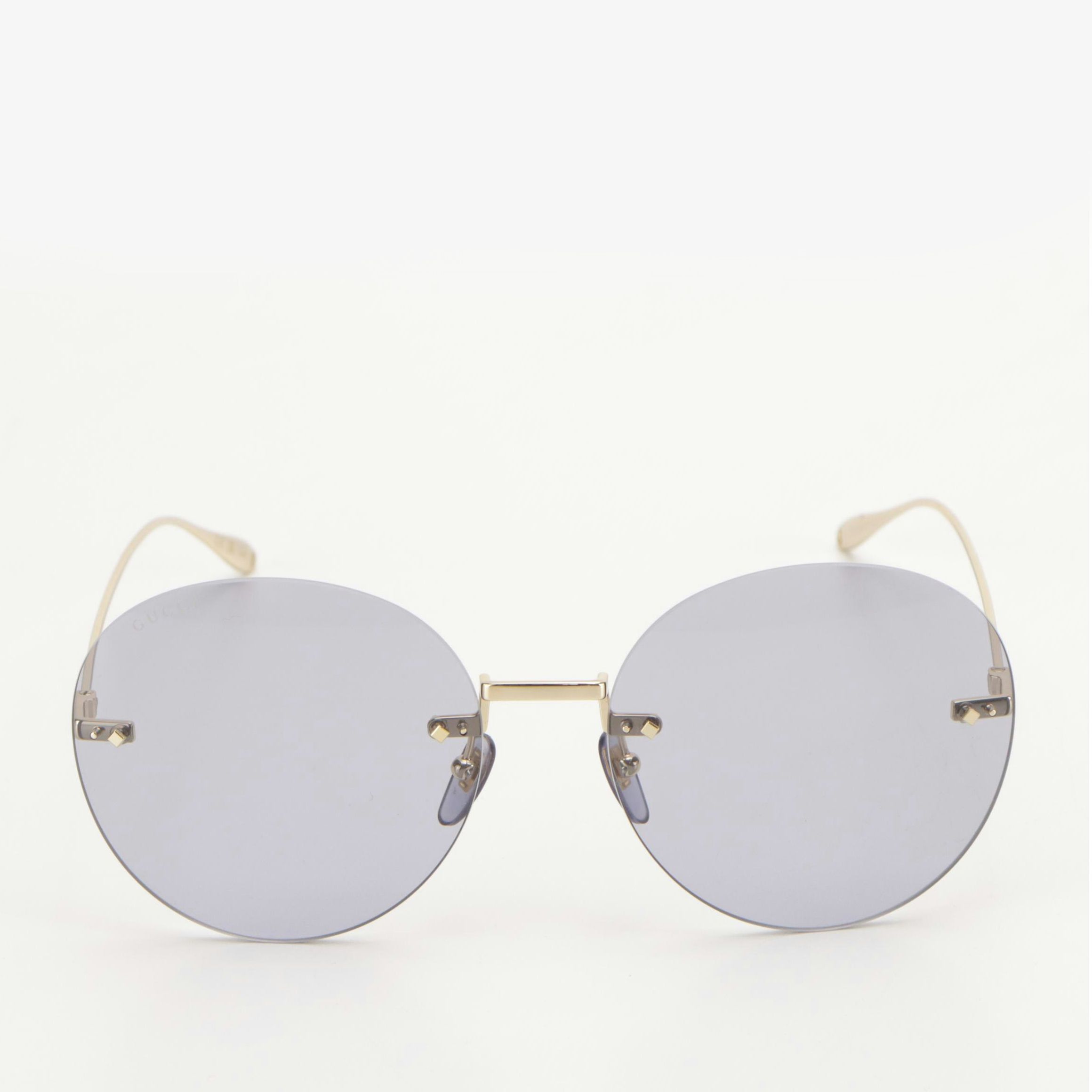 Gucci GG1149S 006 Round Rimless Violet Lens Sunglasses in Case