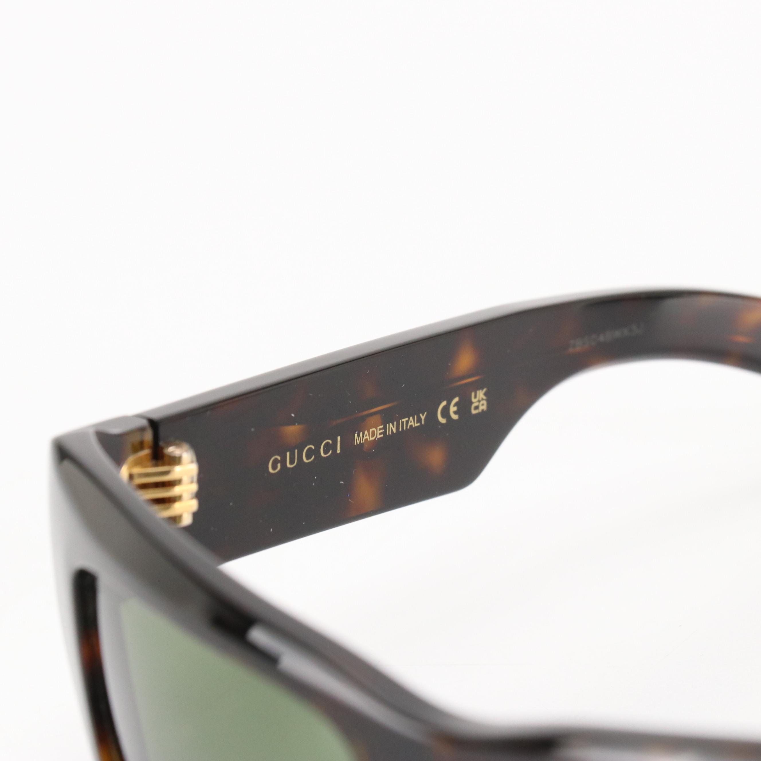 Gucci GG1296S 004 Havana Rectangular Shield Sunglasses in Case
