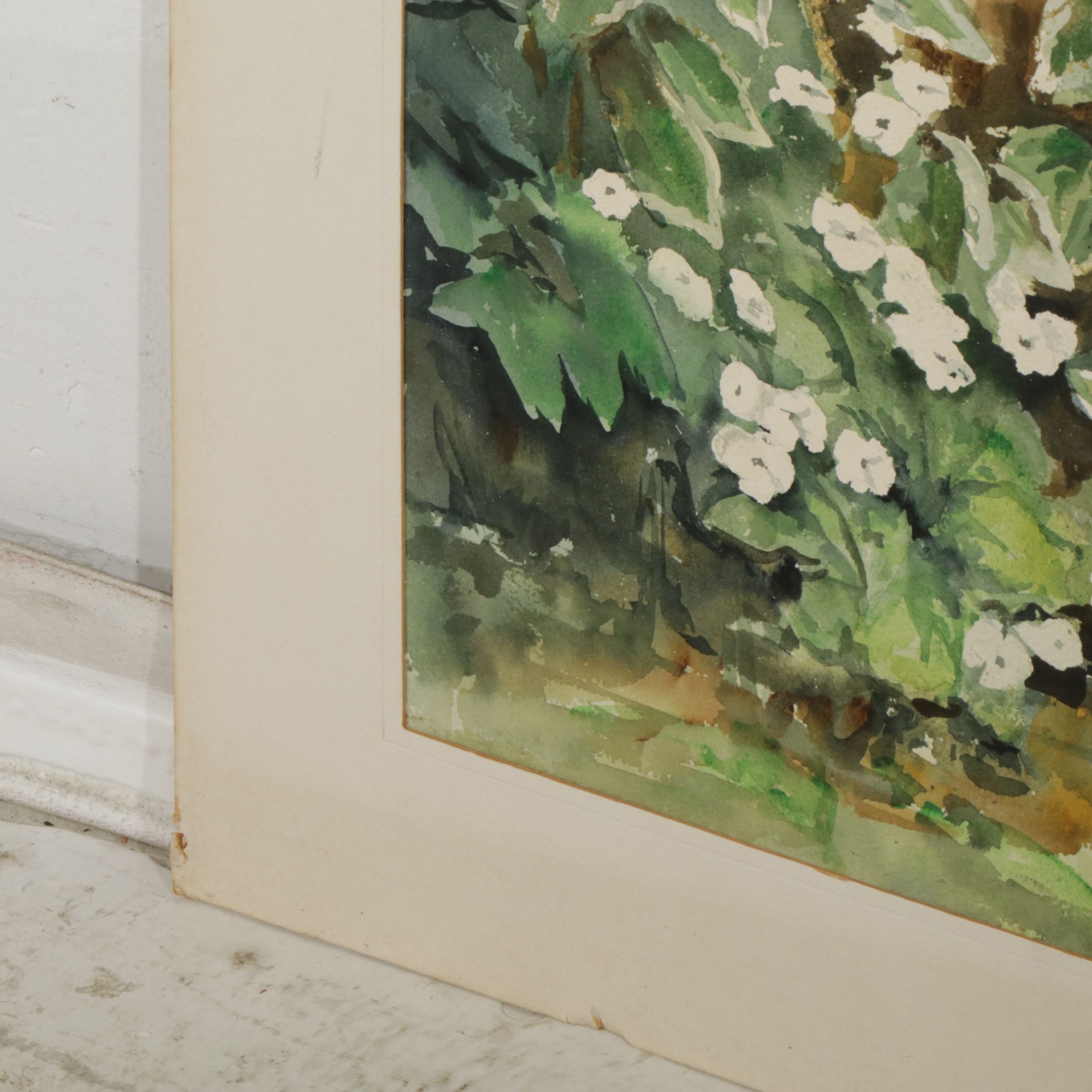 Botanical Still Life Watercolor Painting of Wild Garden Flora, 1974