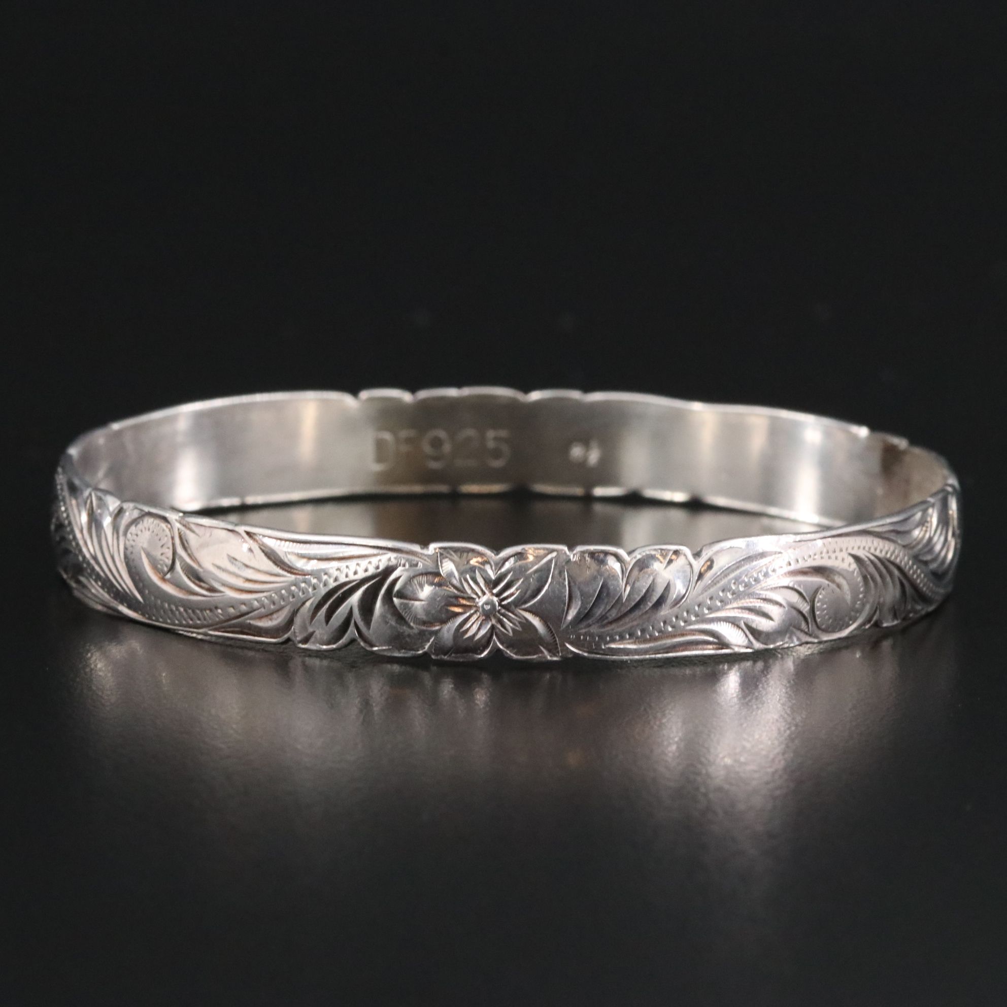 Western Sterling Etched Bangle