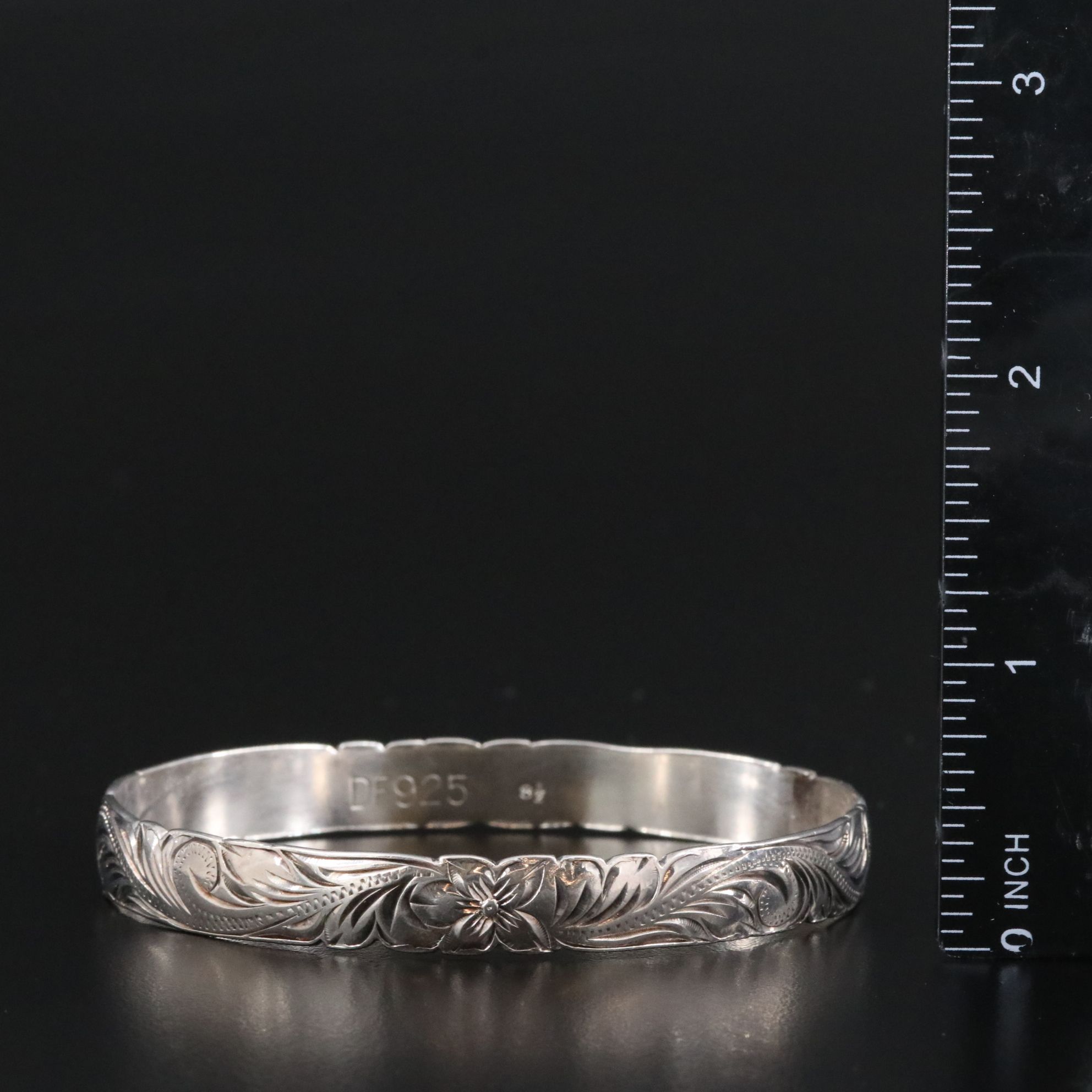 Western Sterling Etched Bangle