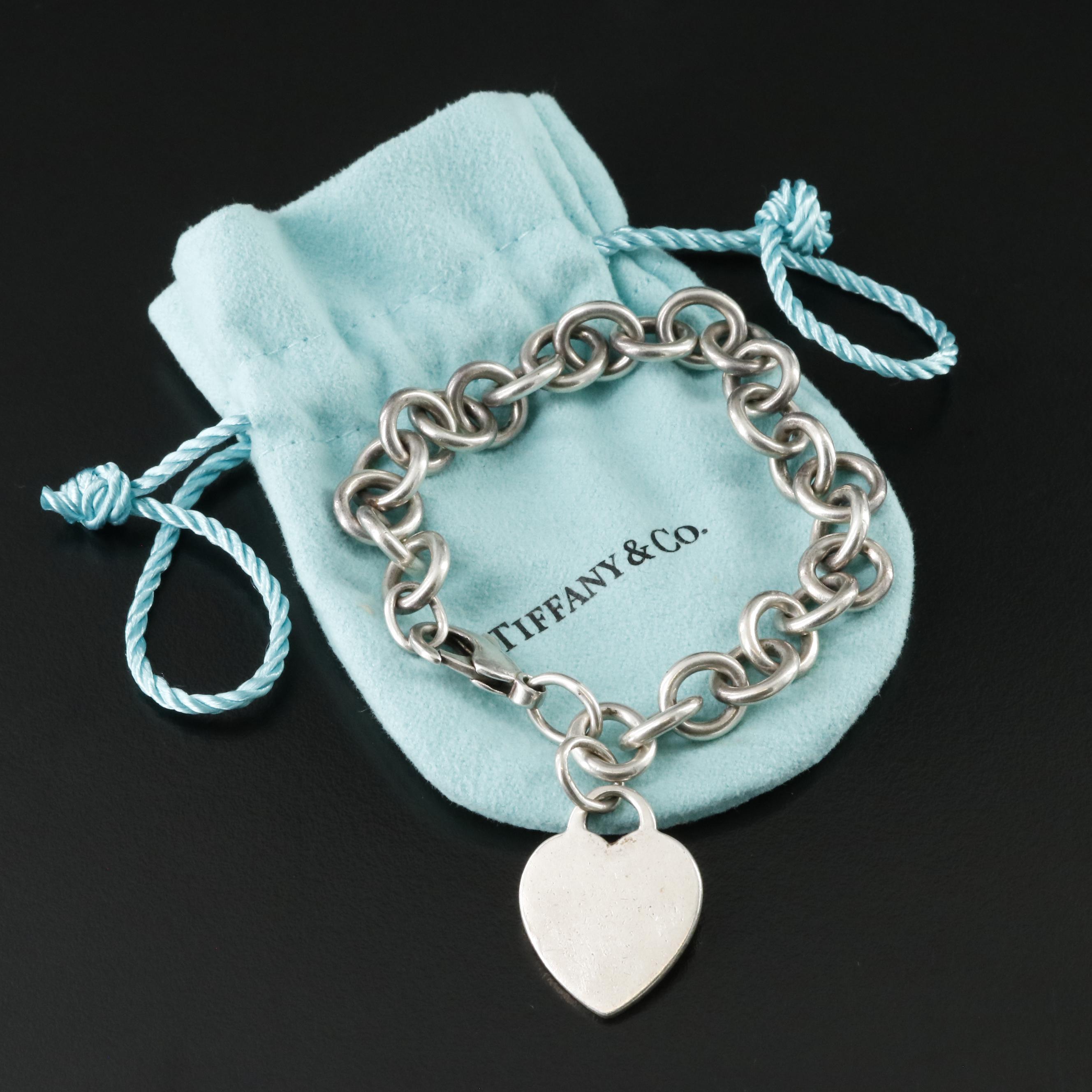 Tiffany & Co. Sterling Heart Tag Charm Bracelet