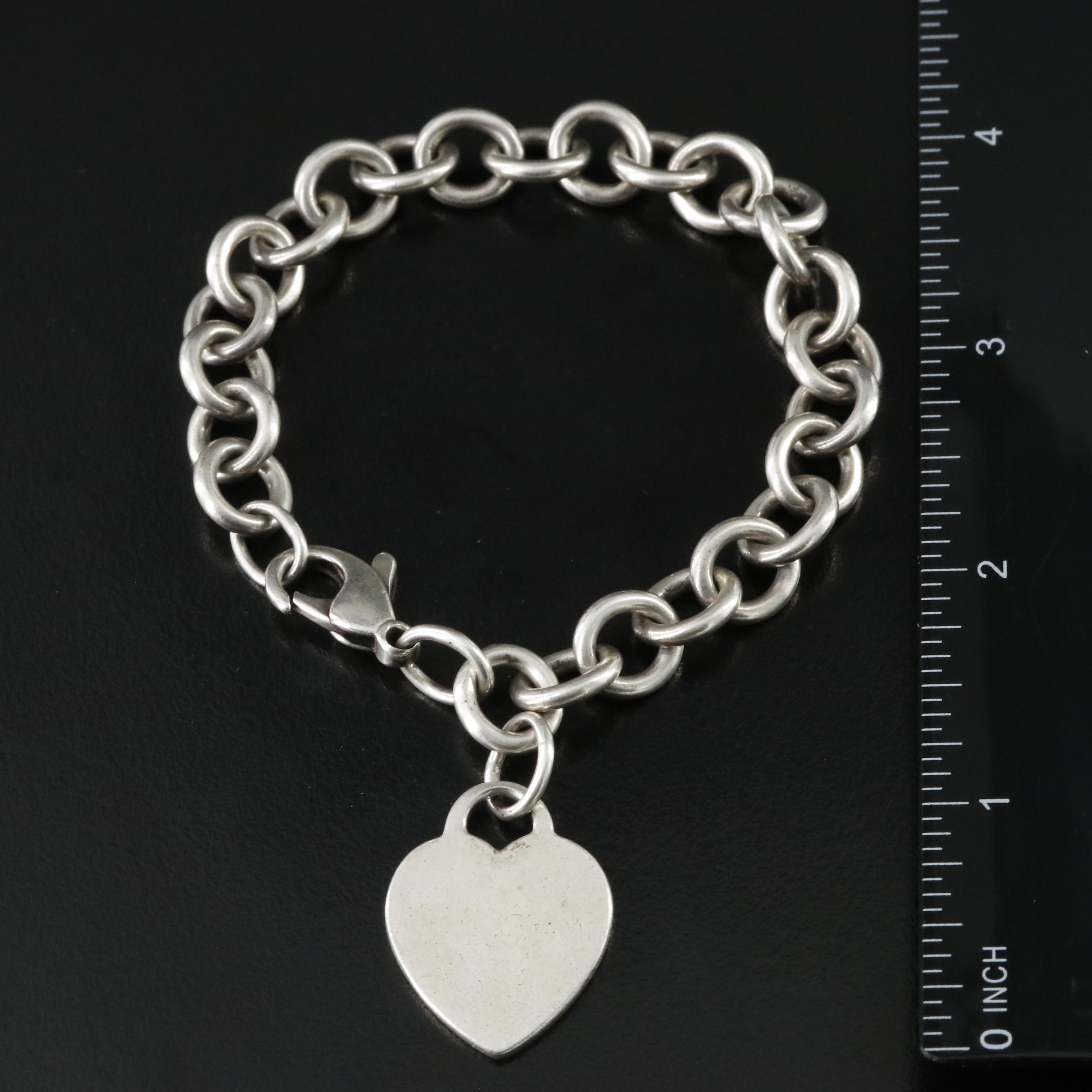 Tiffany & Co. Sterling Heart Tag Charm Bracelet