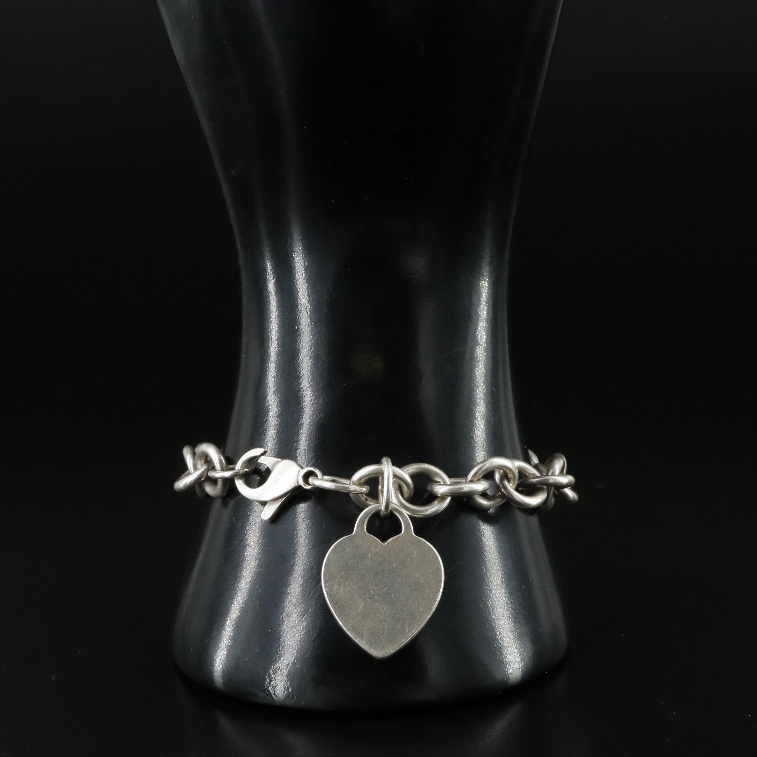 Tiffany & Co. Sterling Heart Tag Charm Bracelet