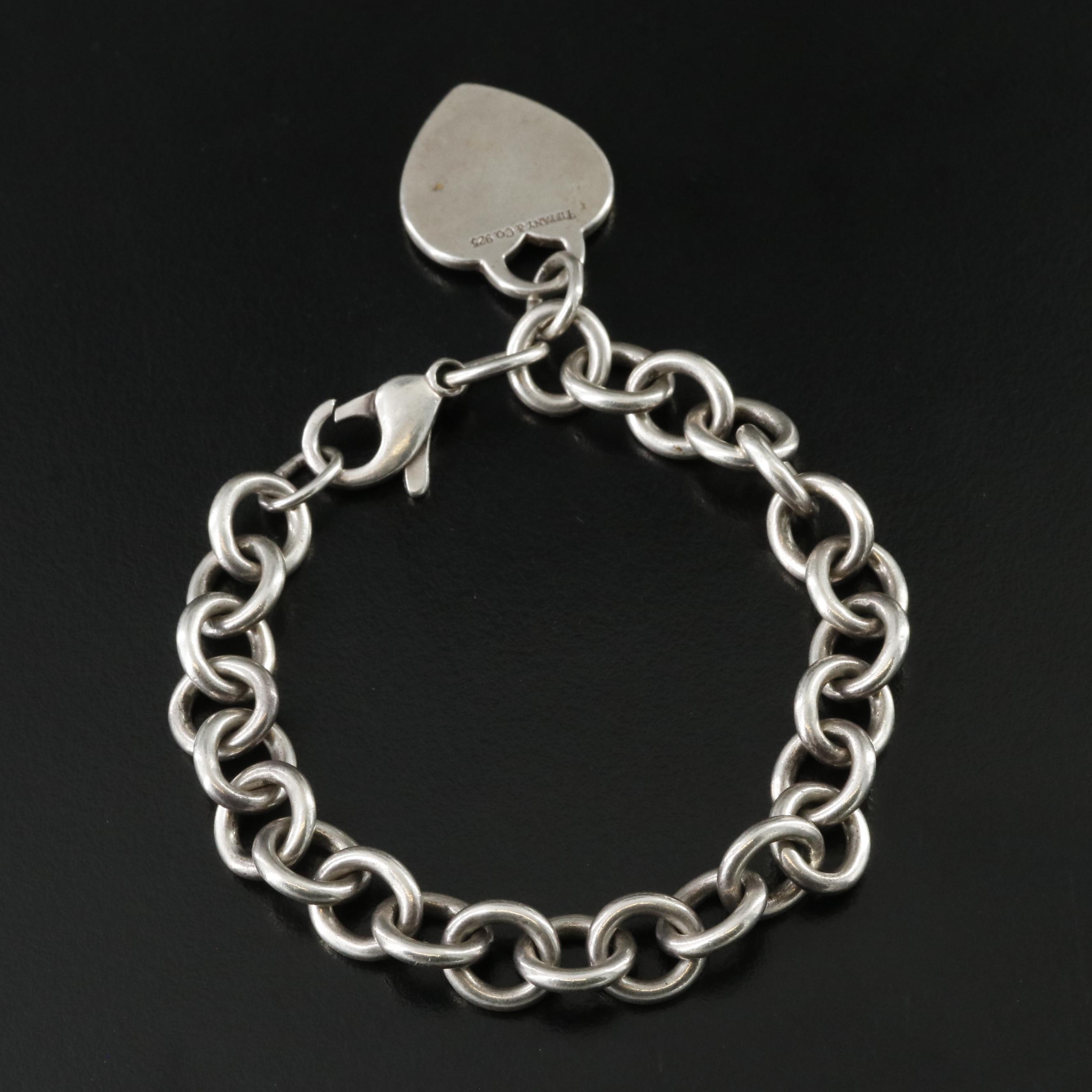Tiffany & Co. Sterling Heart Tag Charm Bracelet
