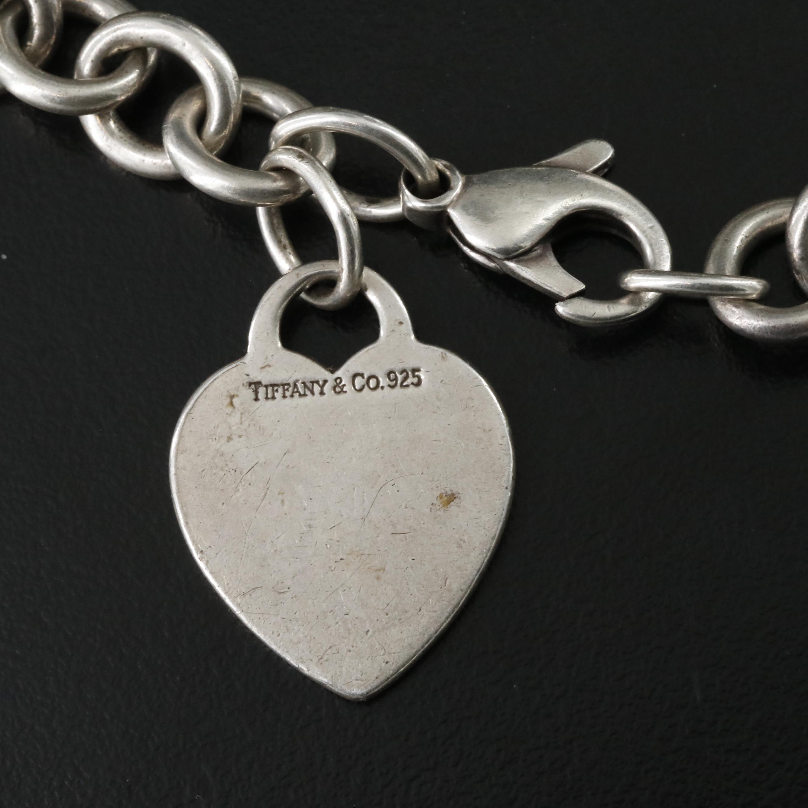 Tiffany & Co. Sterling Heart Tag Charm Bracelet