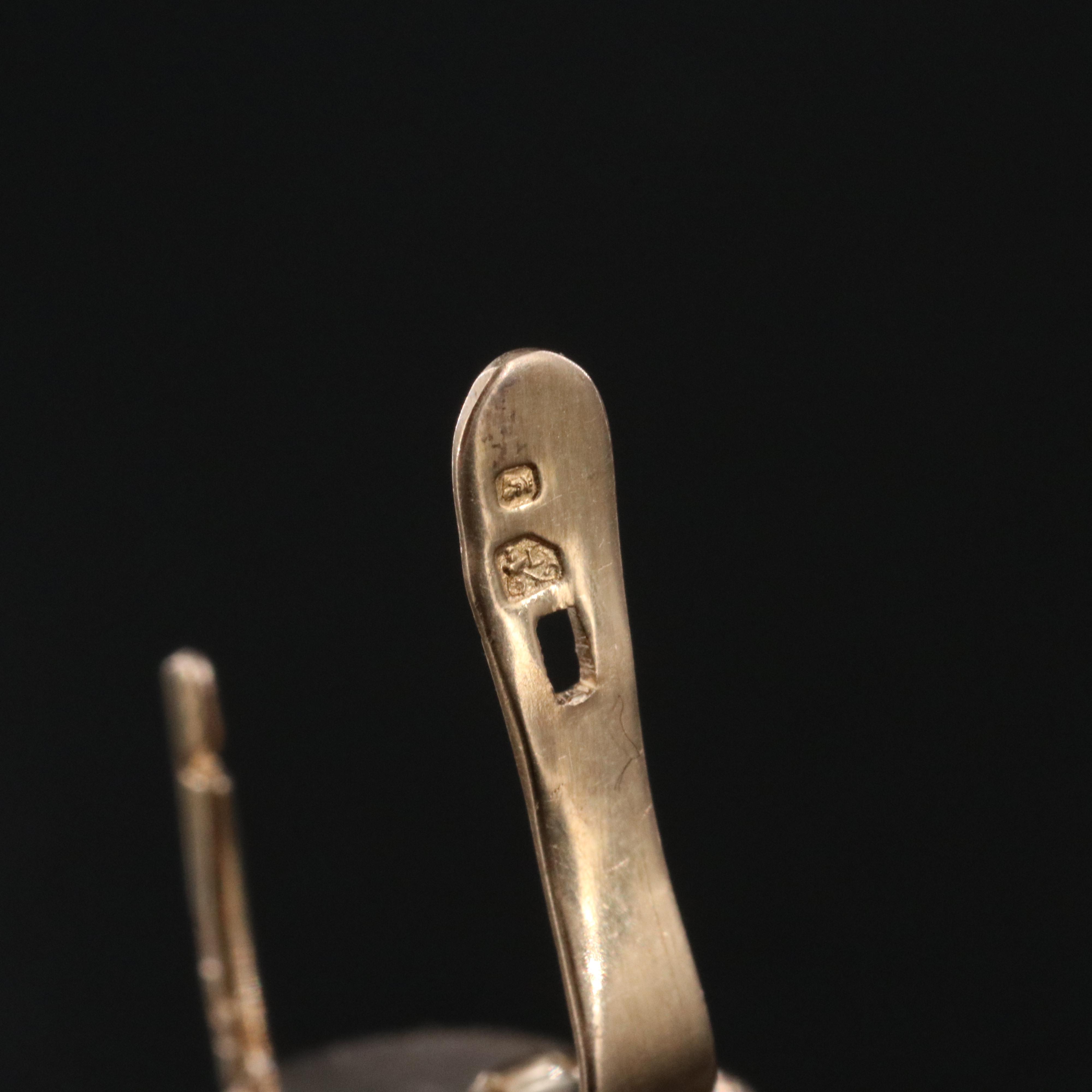 Portuguese Gilt Sterling and 19K Diamond Baroque Style Earrings