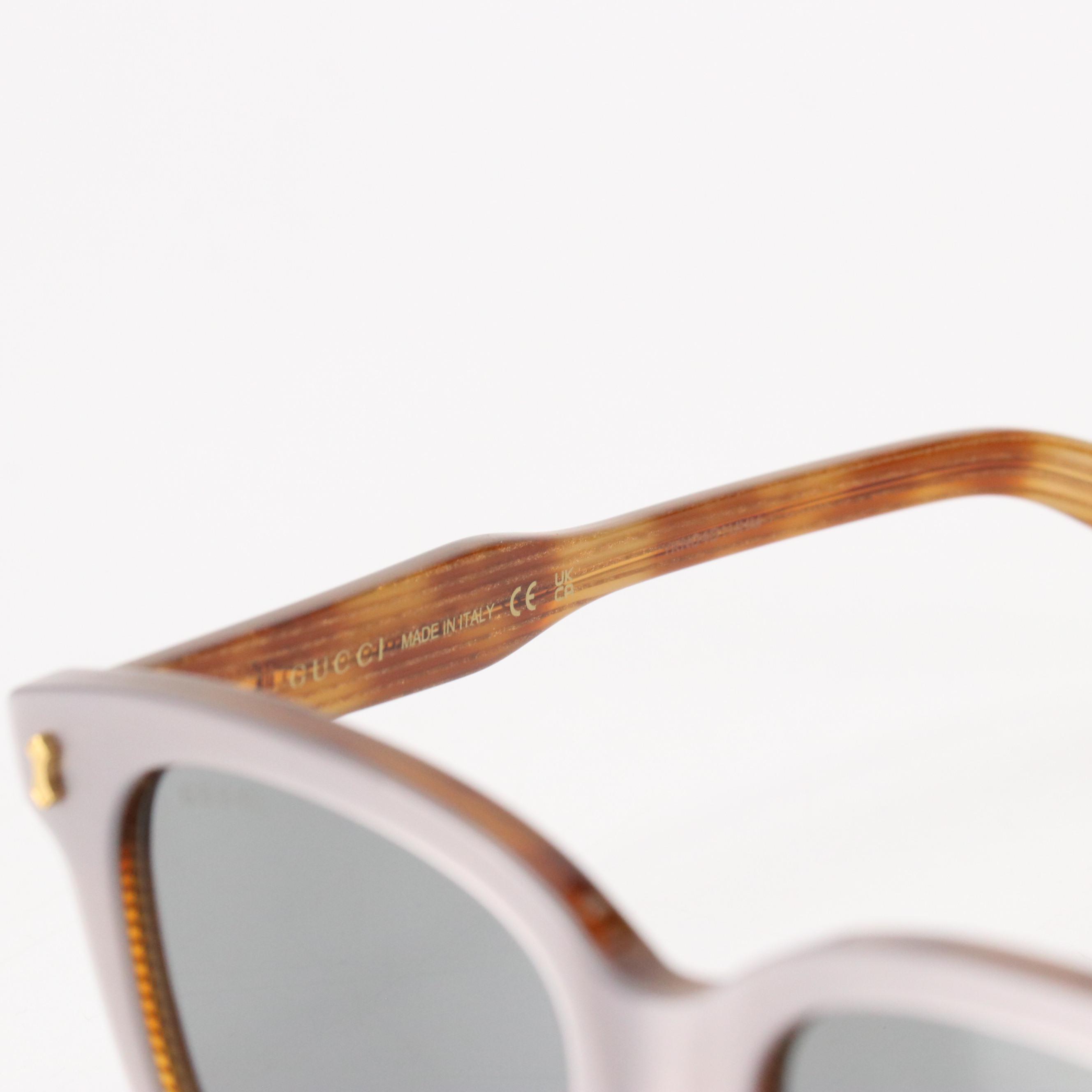 Gucci GG1264S Silver and Brown Havana Square Sunglasses with Case