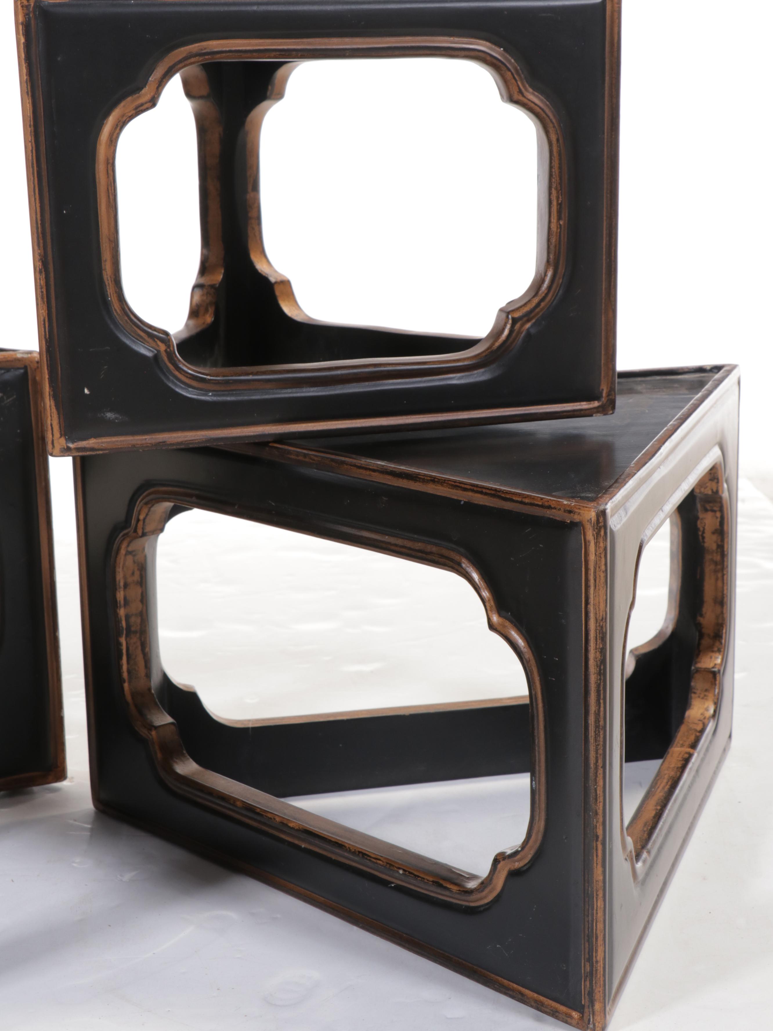 Set of Five Interlude Home Inc. Chinese Lacquered Plant Stands