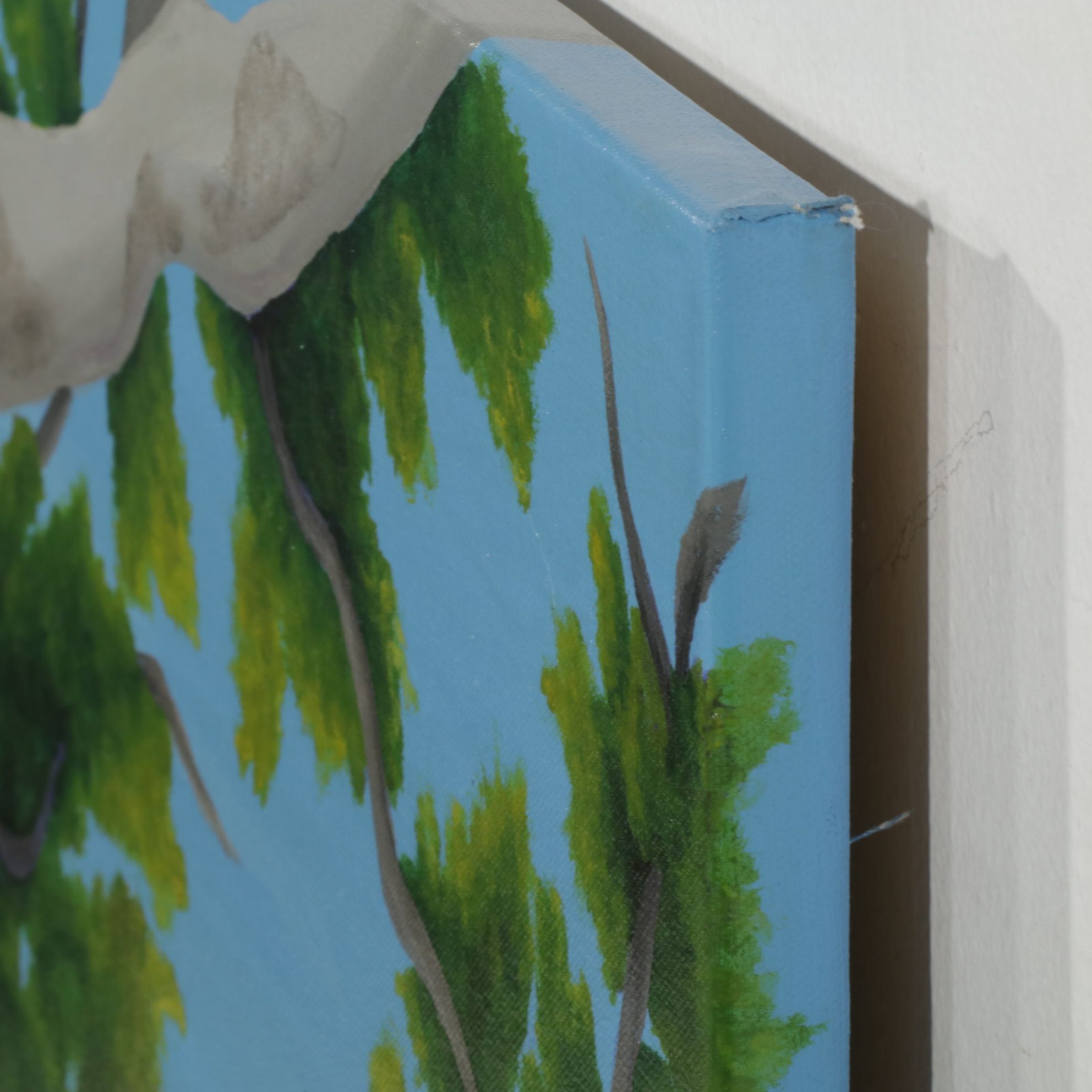 Hyper-Realistic Acrylic Painting of Tree Top and Branches, Early 21st Century