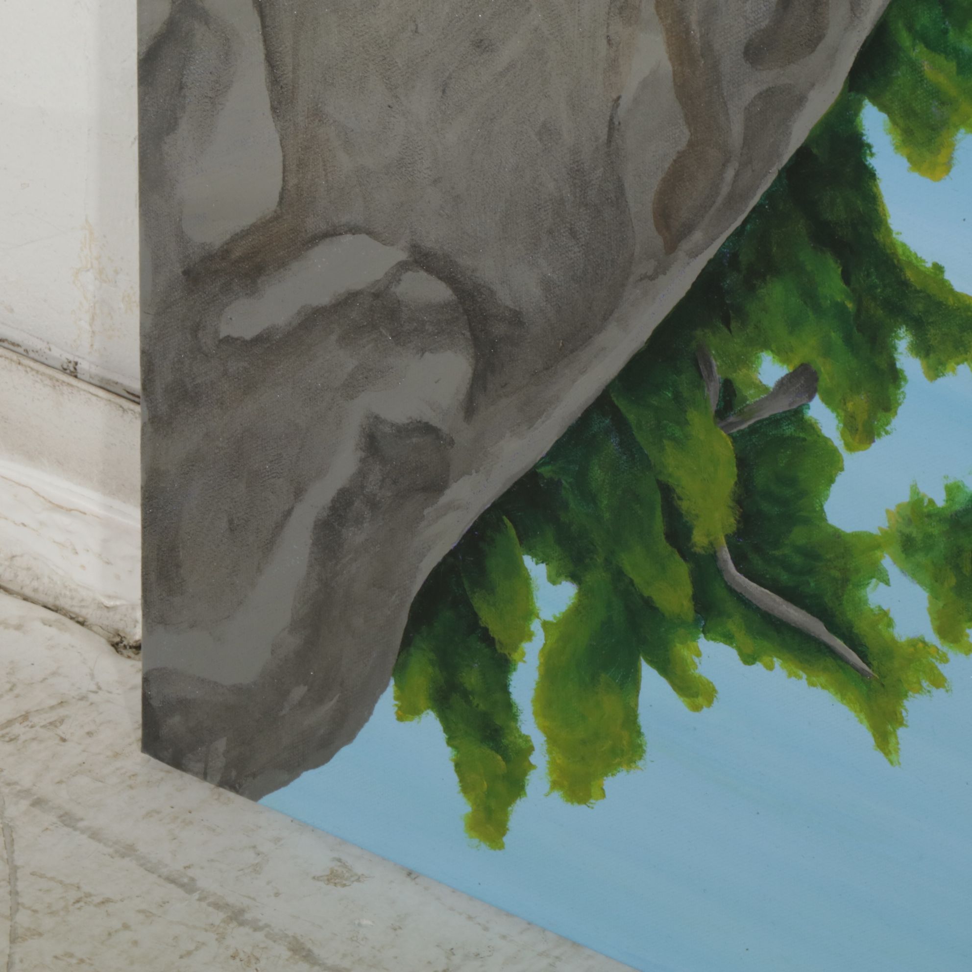 Hyper-Realistic Acrylic Painting of Tree Top and Branches, Early 21st Century