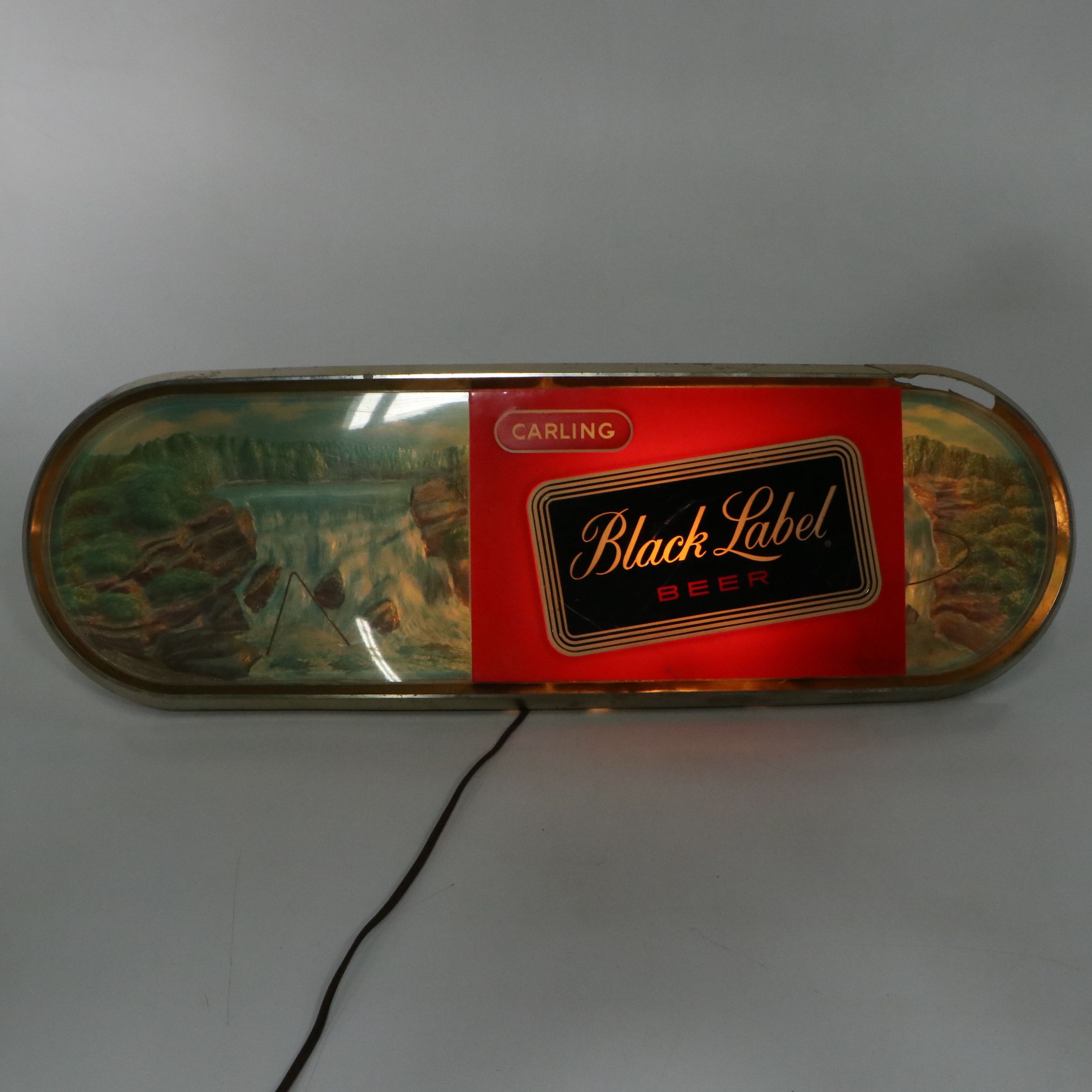 Caroling Black Label Beer Illuminated Advertising Sign, Mid-20th Century