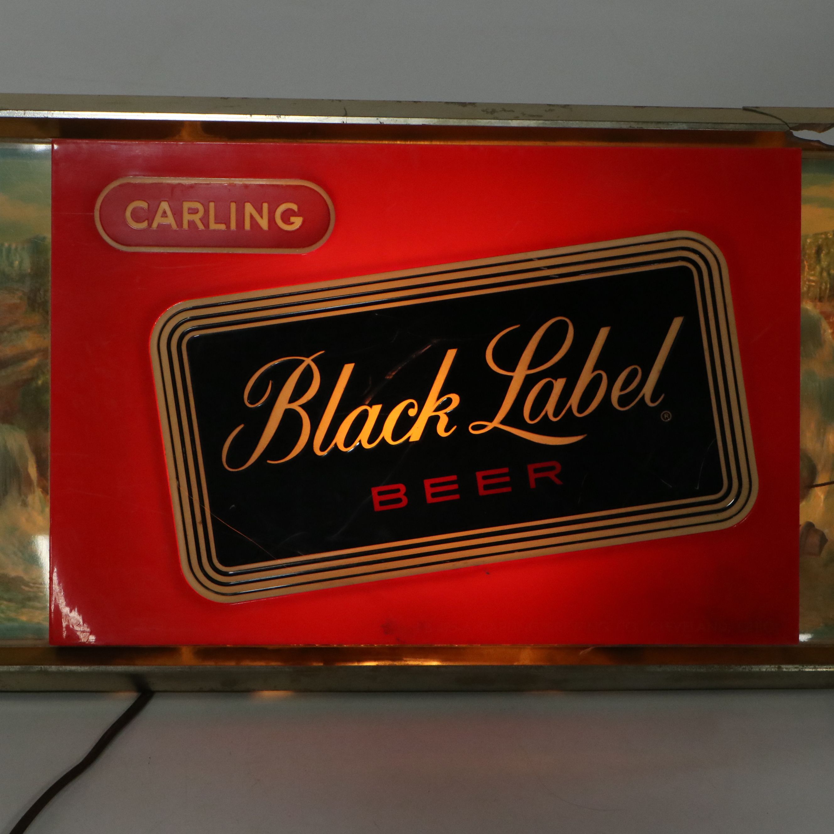 Caroling Black Label Beer Illuminated Advertising Sign, Mid-20th Century