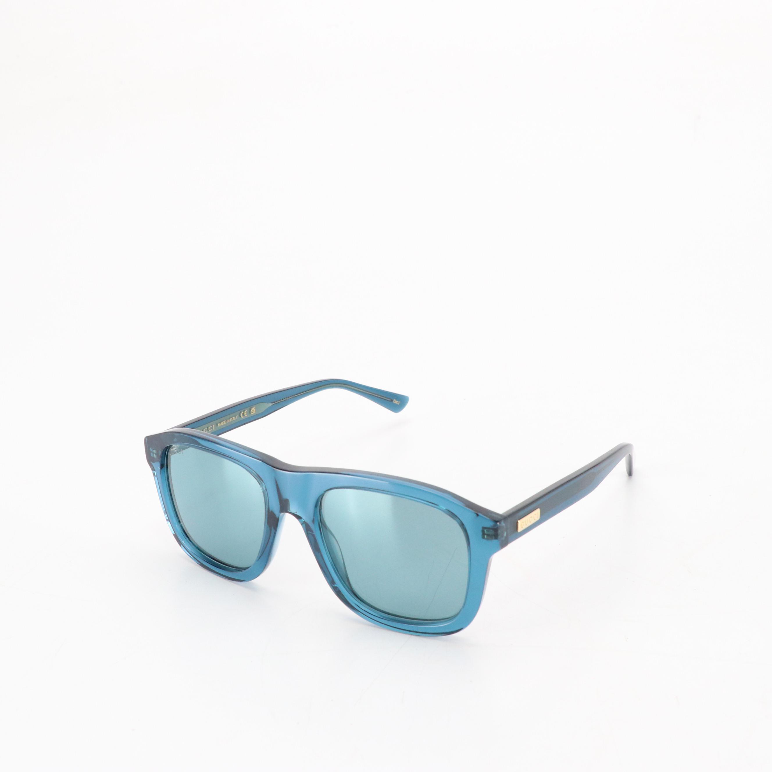Gucci GG1316S Blue Square Pilot Sunglasses with Case