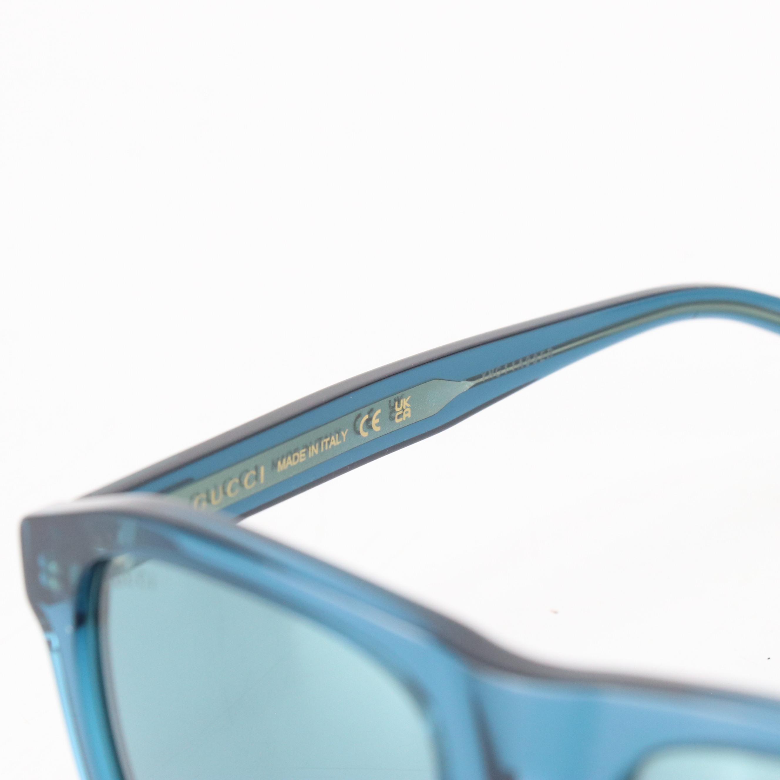 Gucci GG1316S Blue Square Pilot Sunglasses with Case