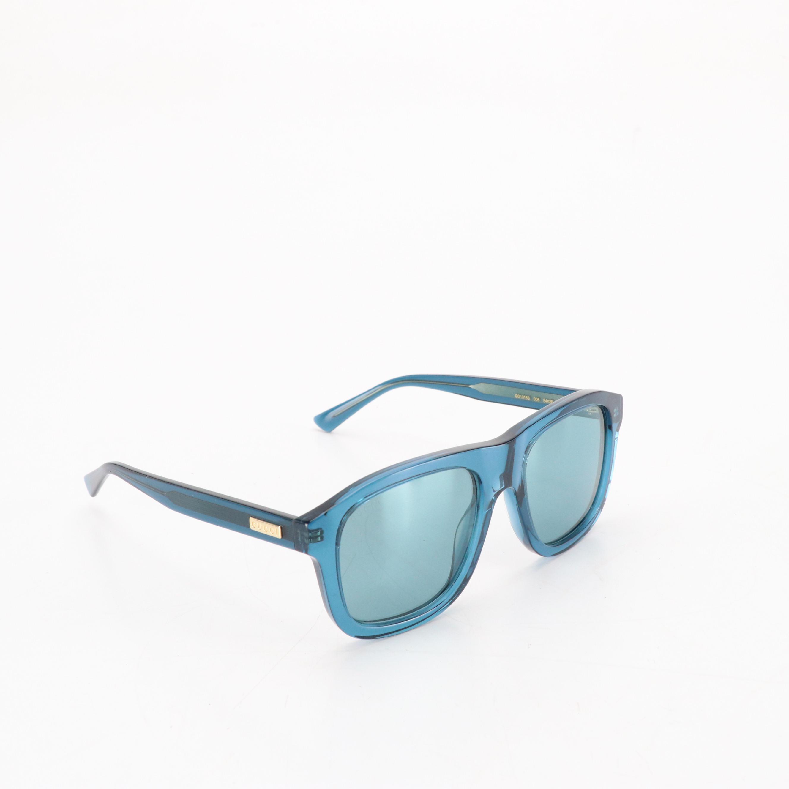 Gucci GG1316S Blue Square Pilot Sunglasses with Case