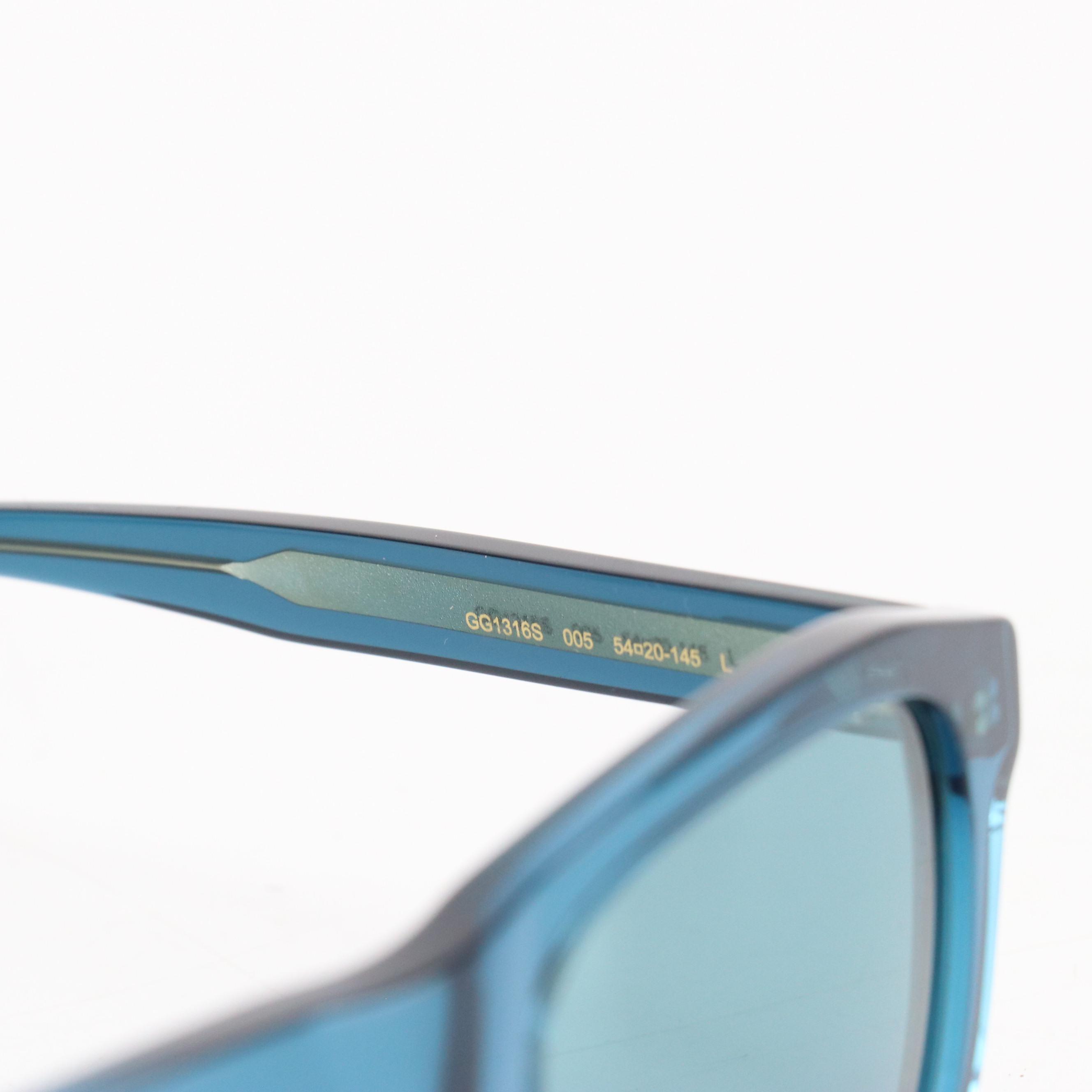 Gucci GG1316S Blue Square Pilot Sunglasses with Case