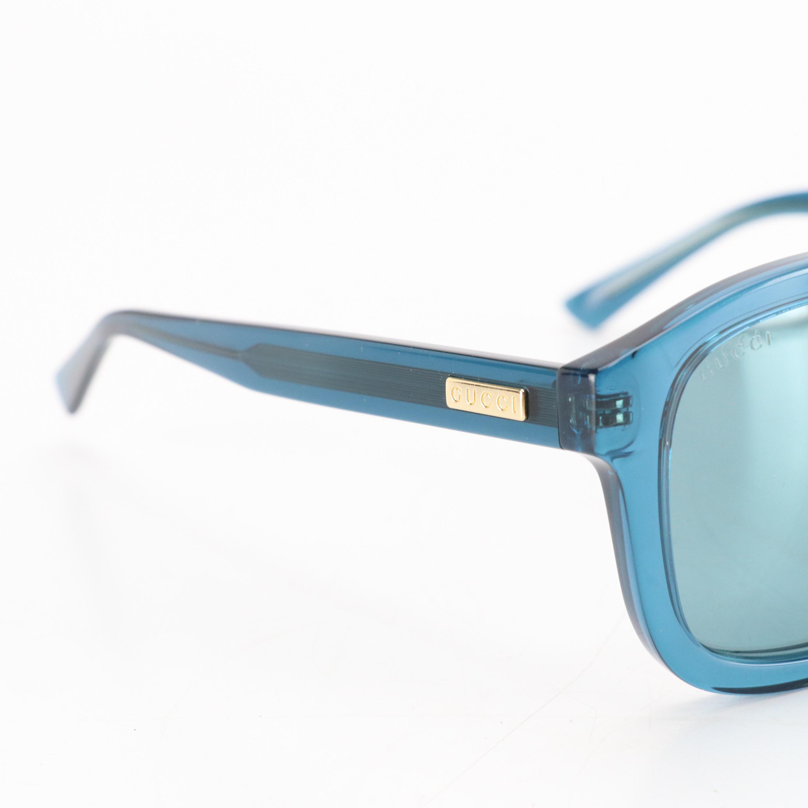 Gucci GG1316S Blue Square Pilot Sunglasses with Case