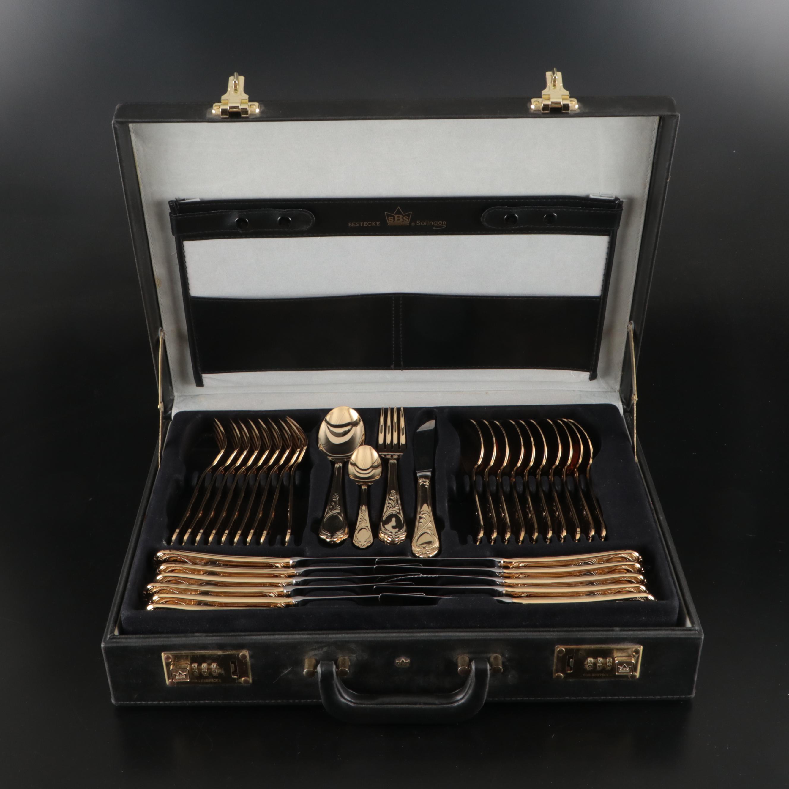 Solingen Bestecke "Wien" Gold Electroplate Flatware, Late 20th Century