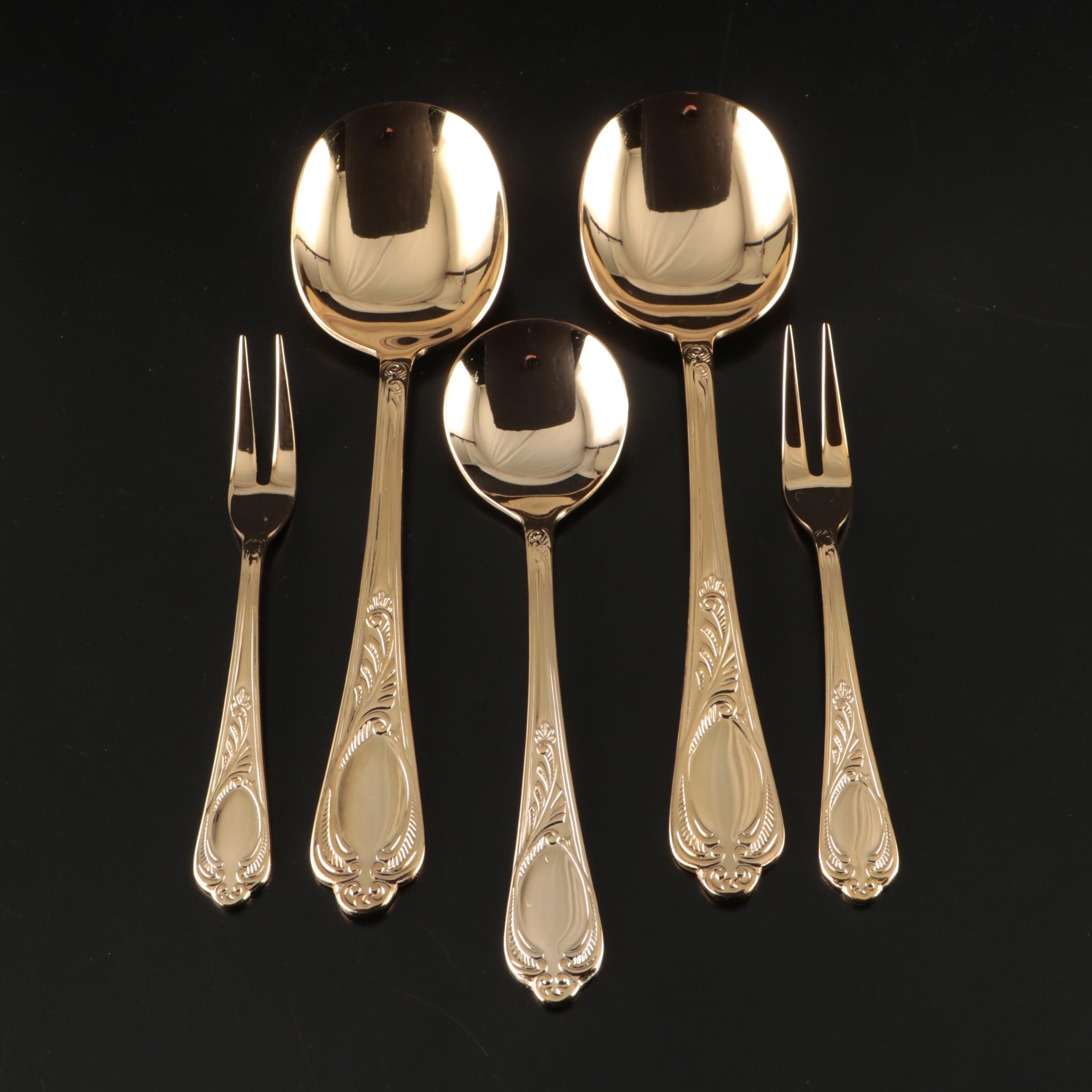 Solingen Bestecke "Wien" Gold Electroplate Flatware, Late 20th Century