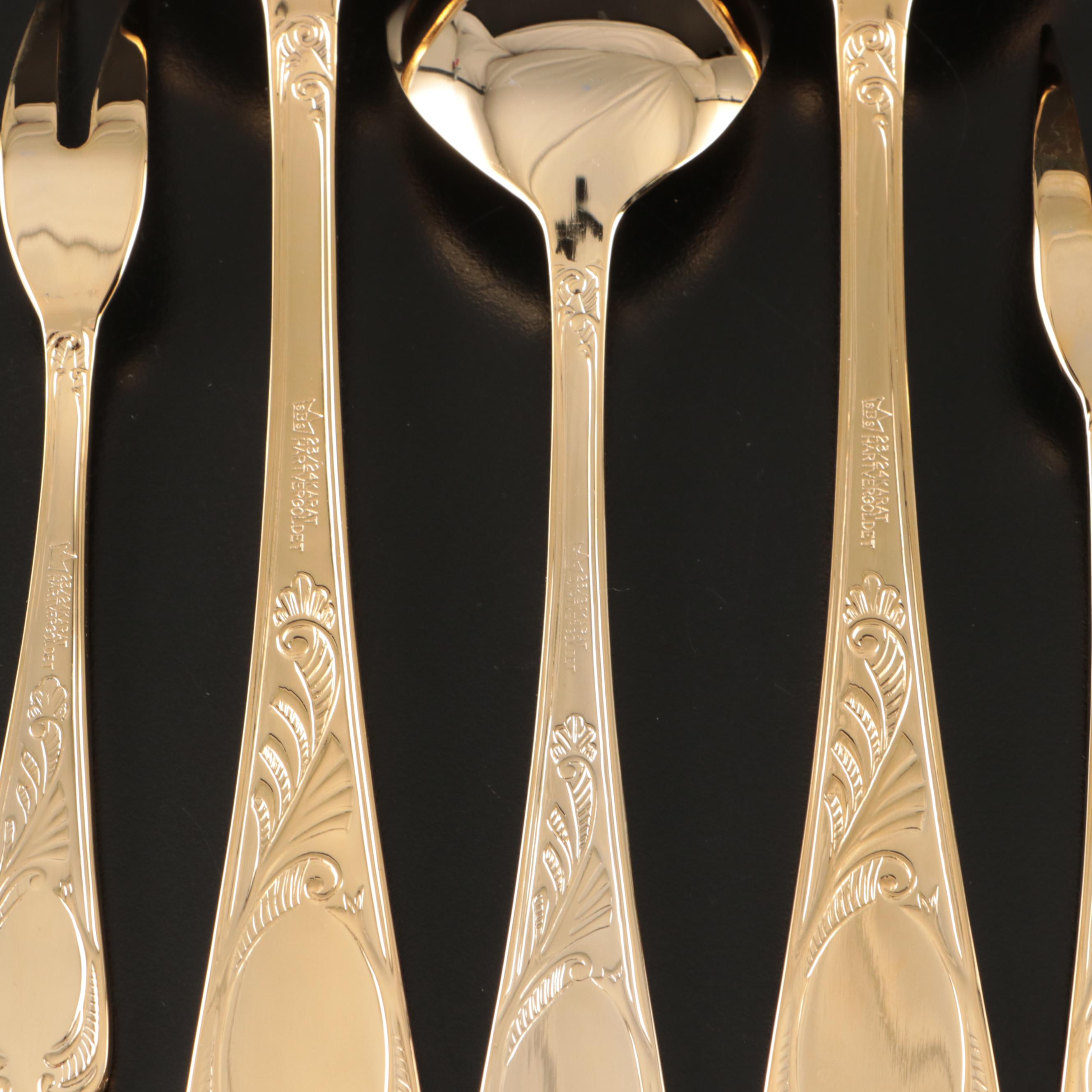 Solingen Bestecke "Wien" Gold Electroplate Flatware, Late 20th Century