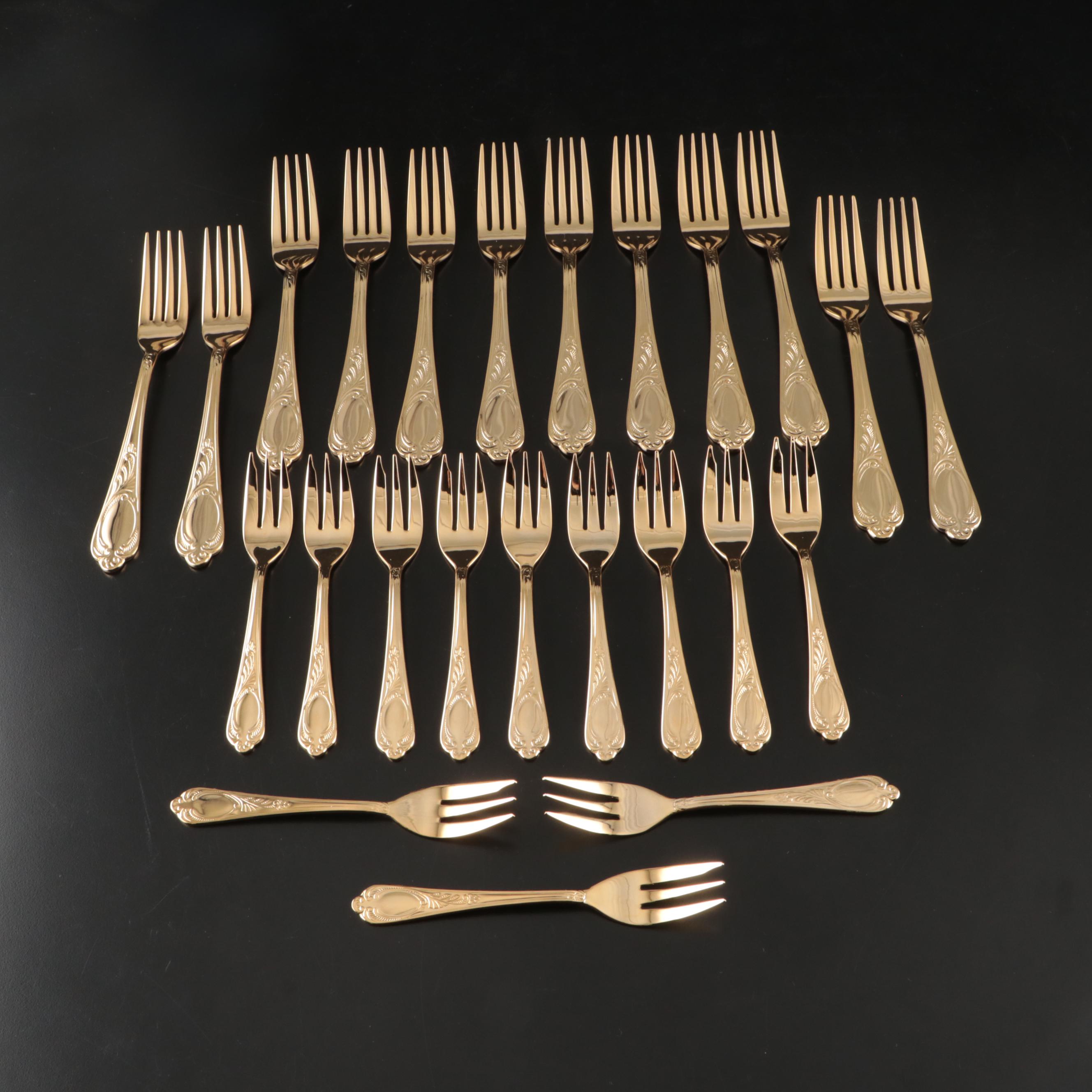 Solingen Bestecke "Wien" Gold Electroplate Flatware, Late 20th Century