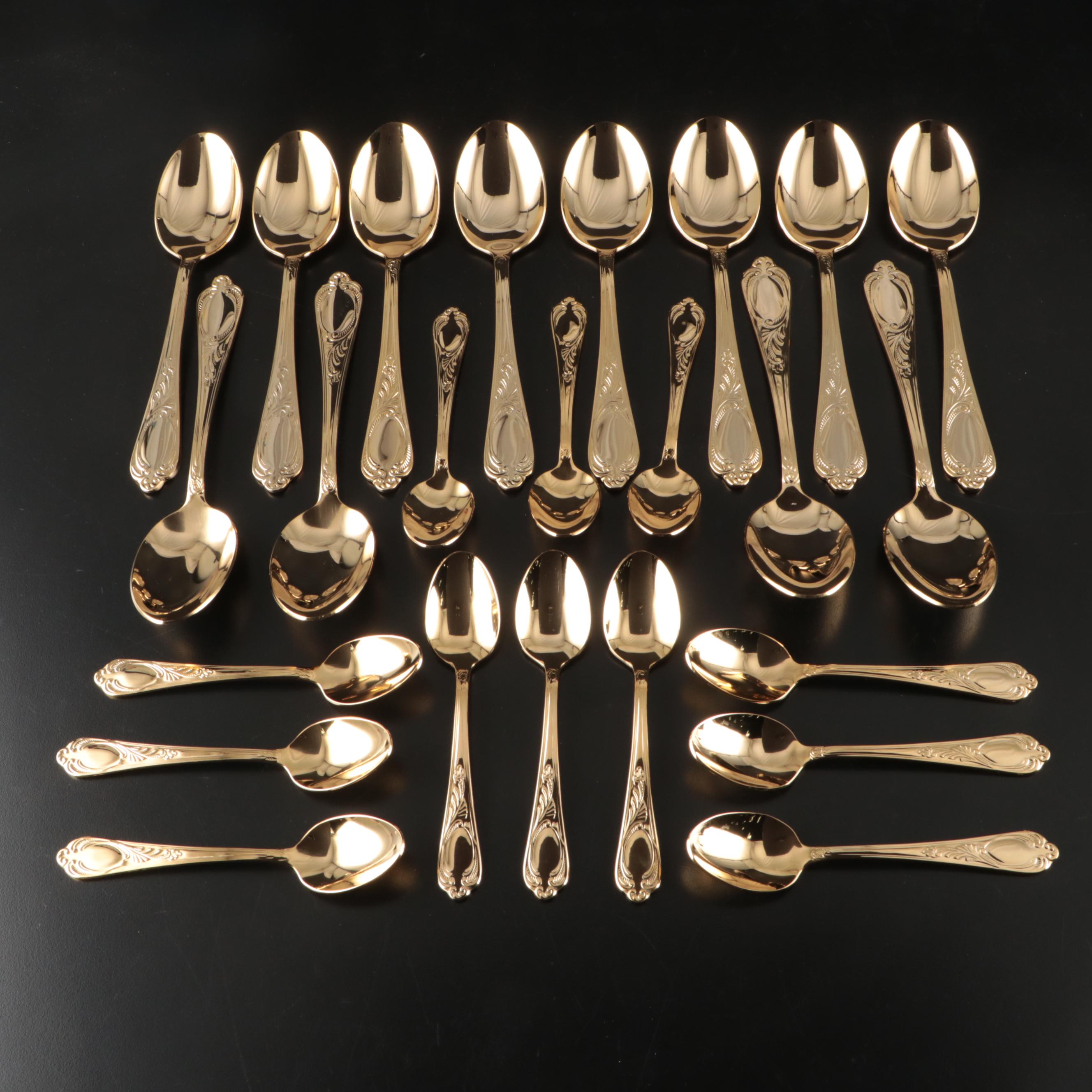 Solingen Bestecke "Wien" Gold Electroplate Flatware, Late 20th Century