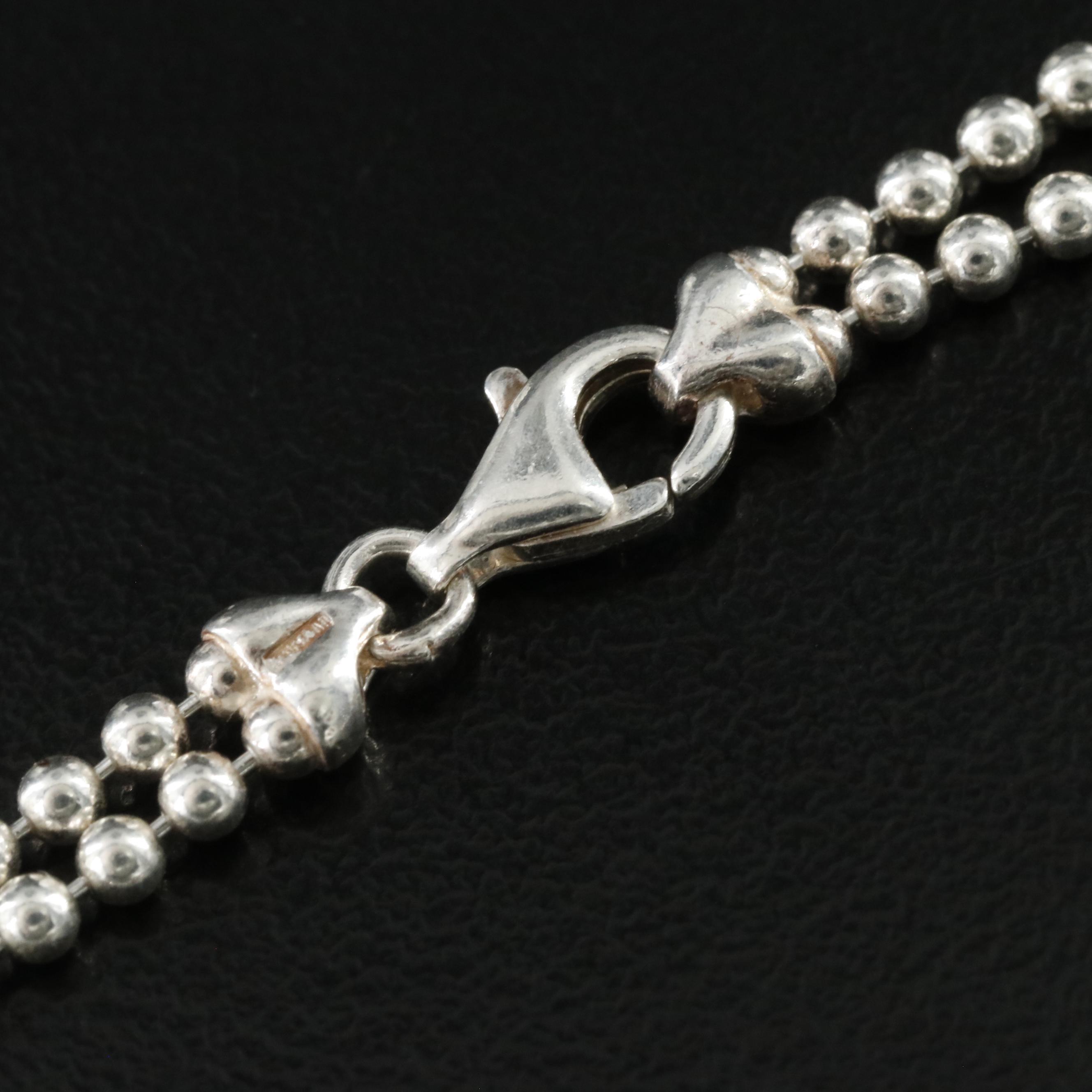 Gucci Sterling Logo Plate Vertical Bar Pendant Necklace