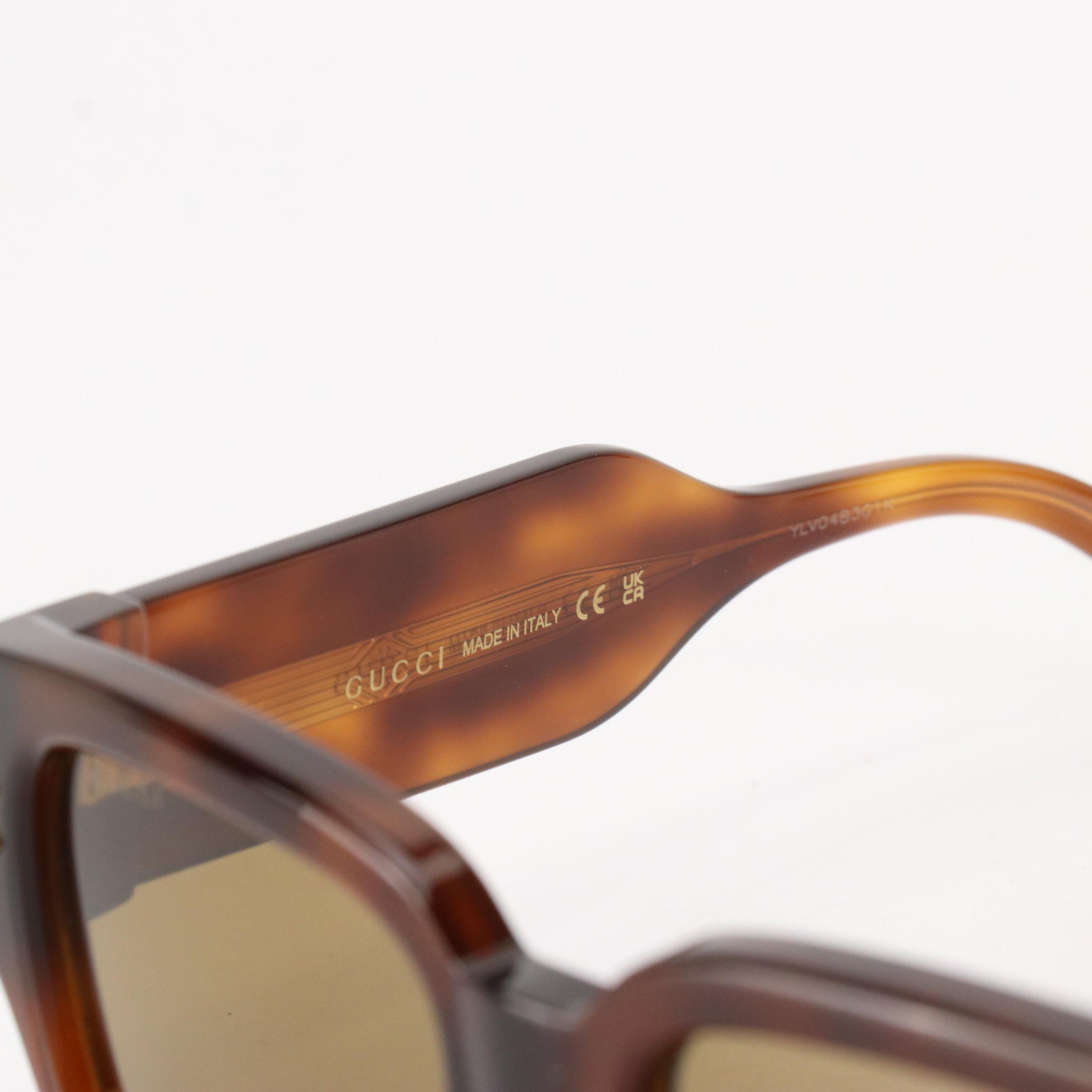 Gucci GG1261S Square Brown Havana Sunglasses with Case