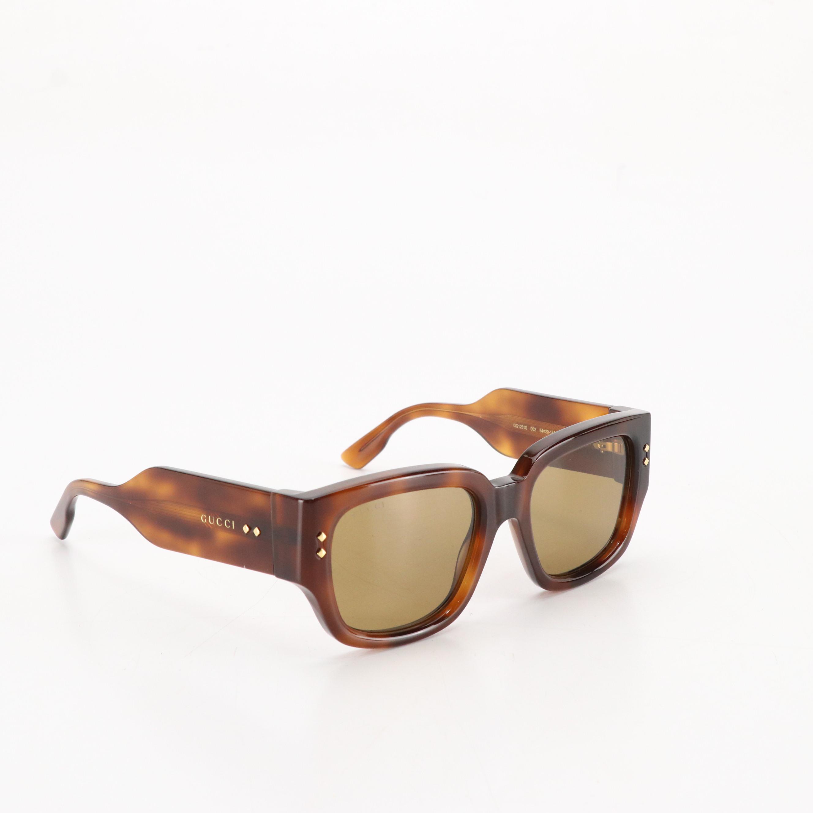 Gucci GG1261S Square Brown Havana Sunglasses with Case