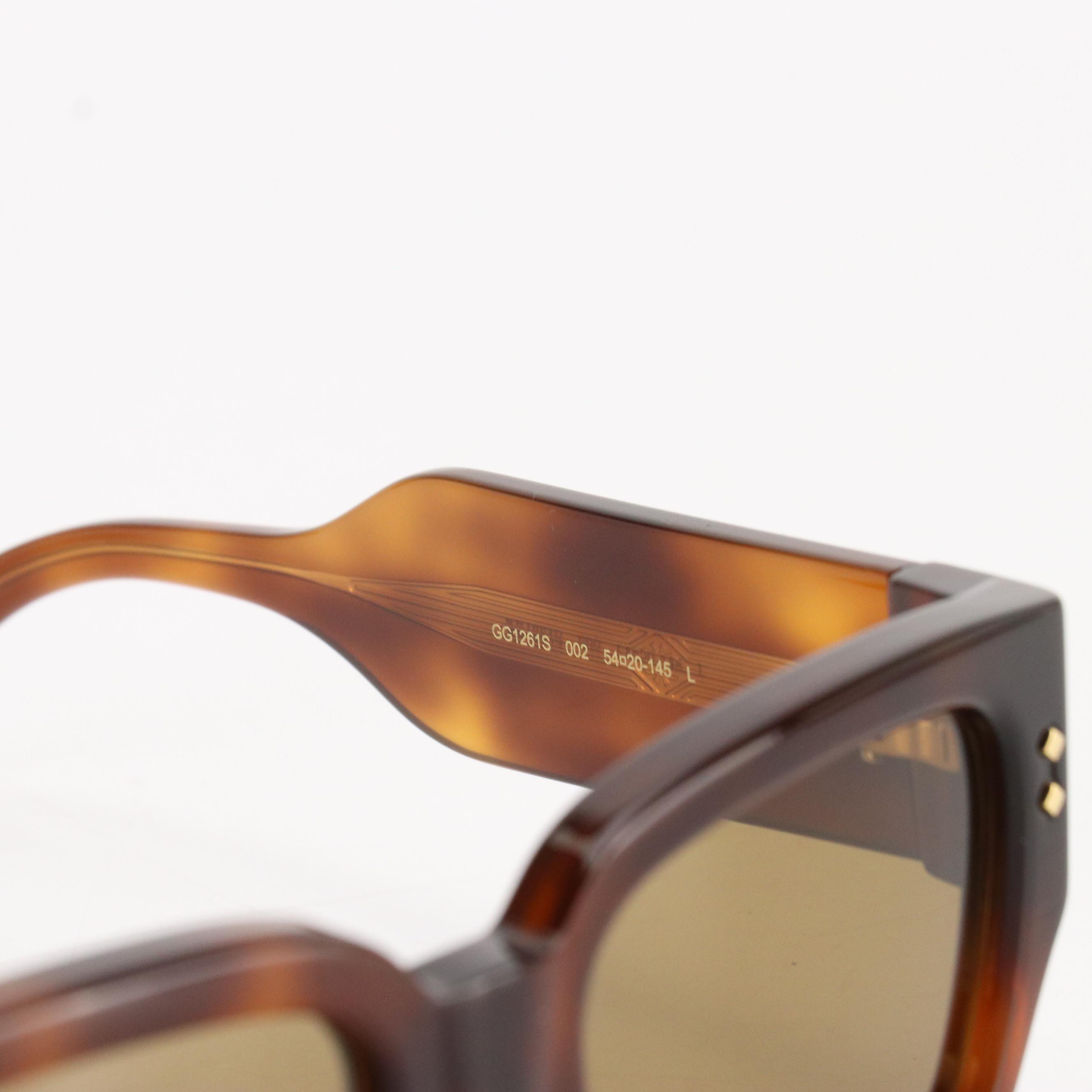 Gucci GG1261S Square Brown Havana Sunglasses with Case