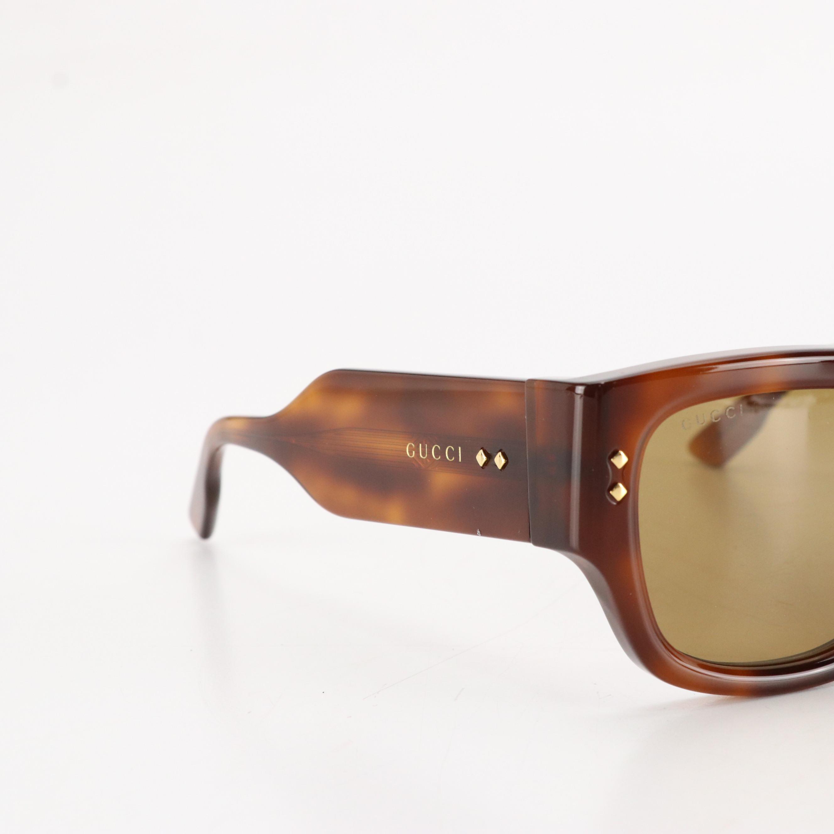 Gucci GG1261S Square Brown Havana Sunglasses with Case