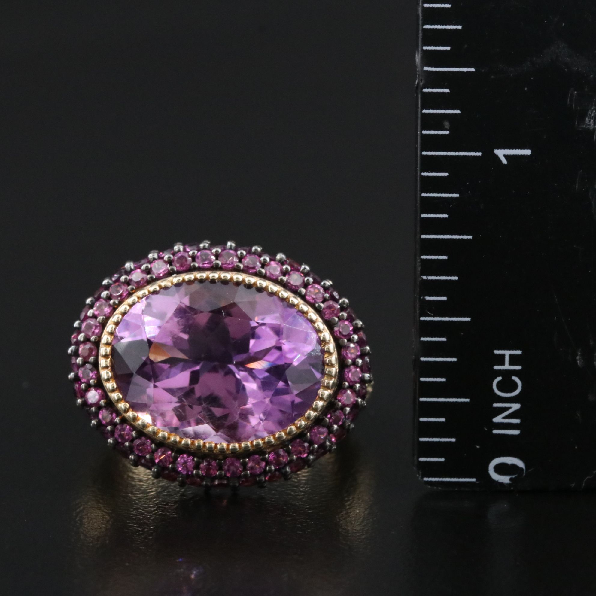 Sterling Amethyst and Garnet Ring