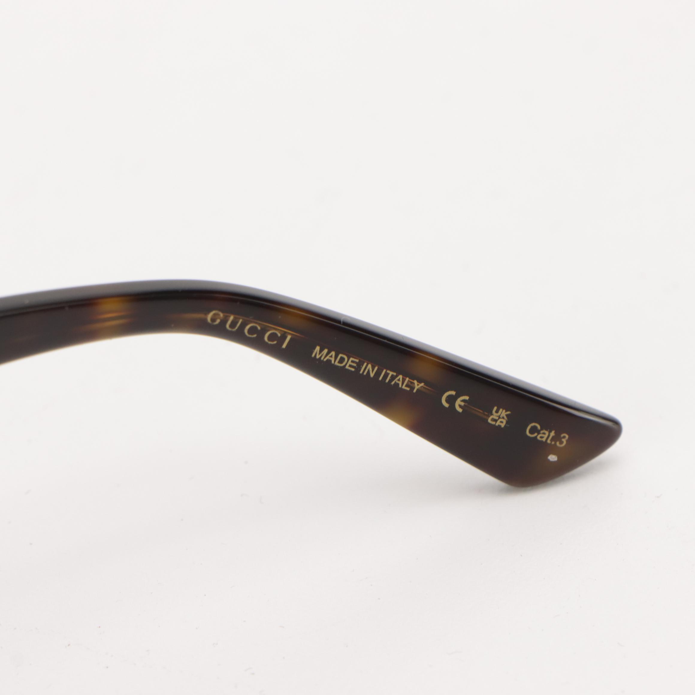 Gucci GG1444S 002 Semi-Square Havana Sunglasses in Case