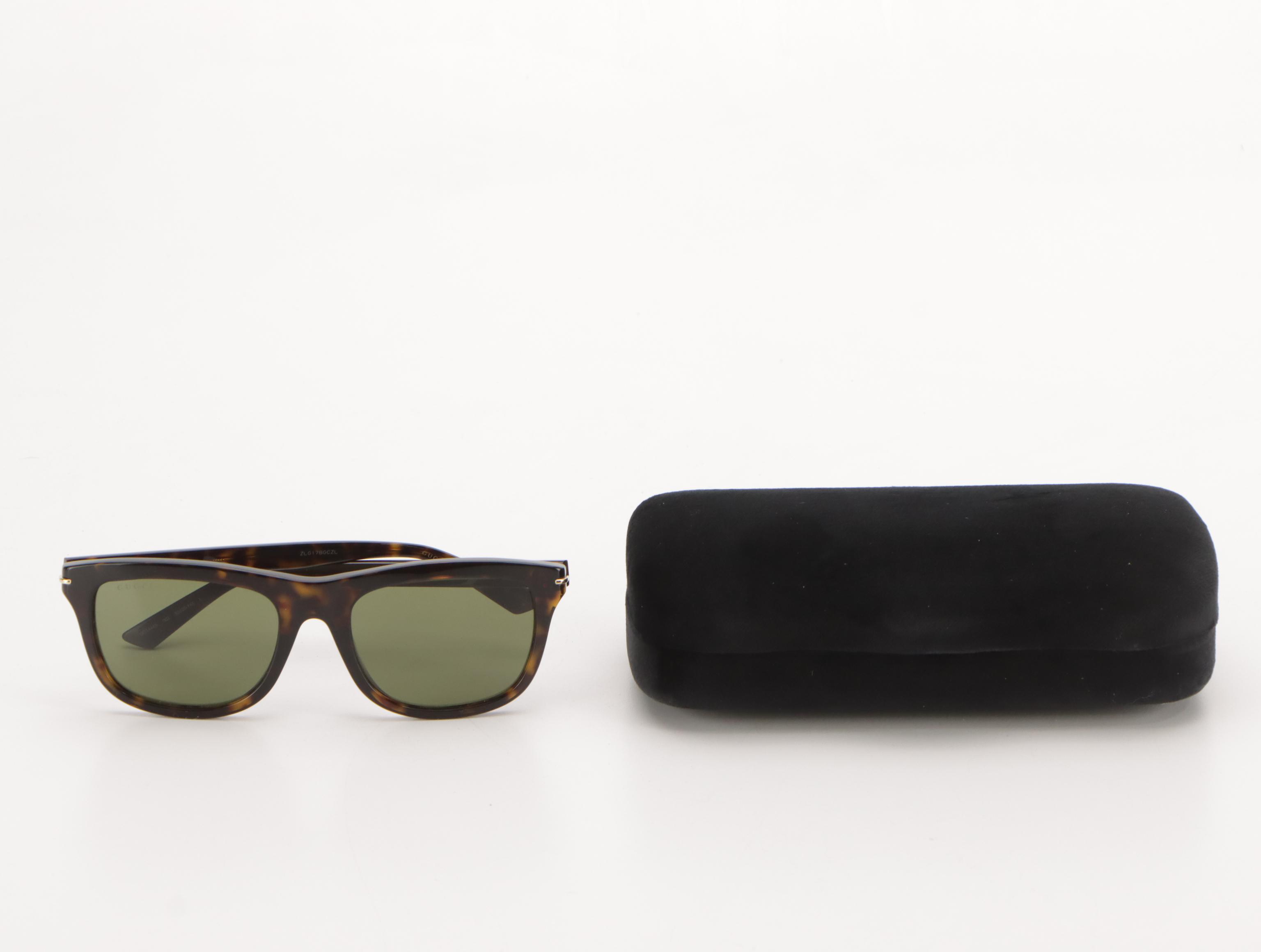 Gucci GG1444S 002 Semi-Square Havana Sunglasses in Case