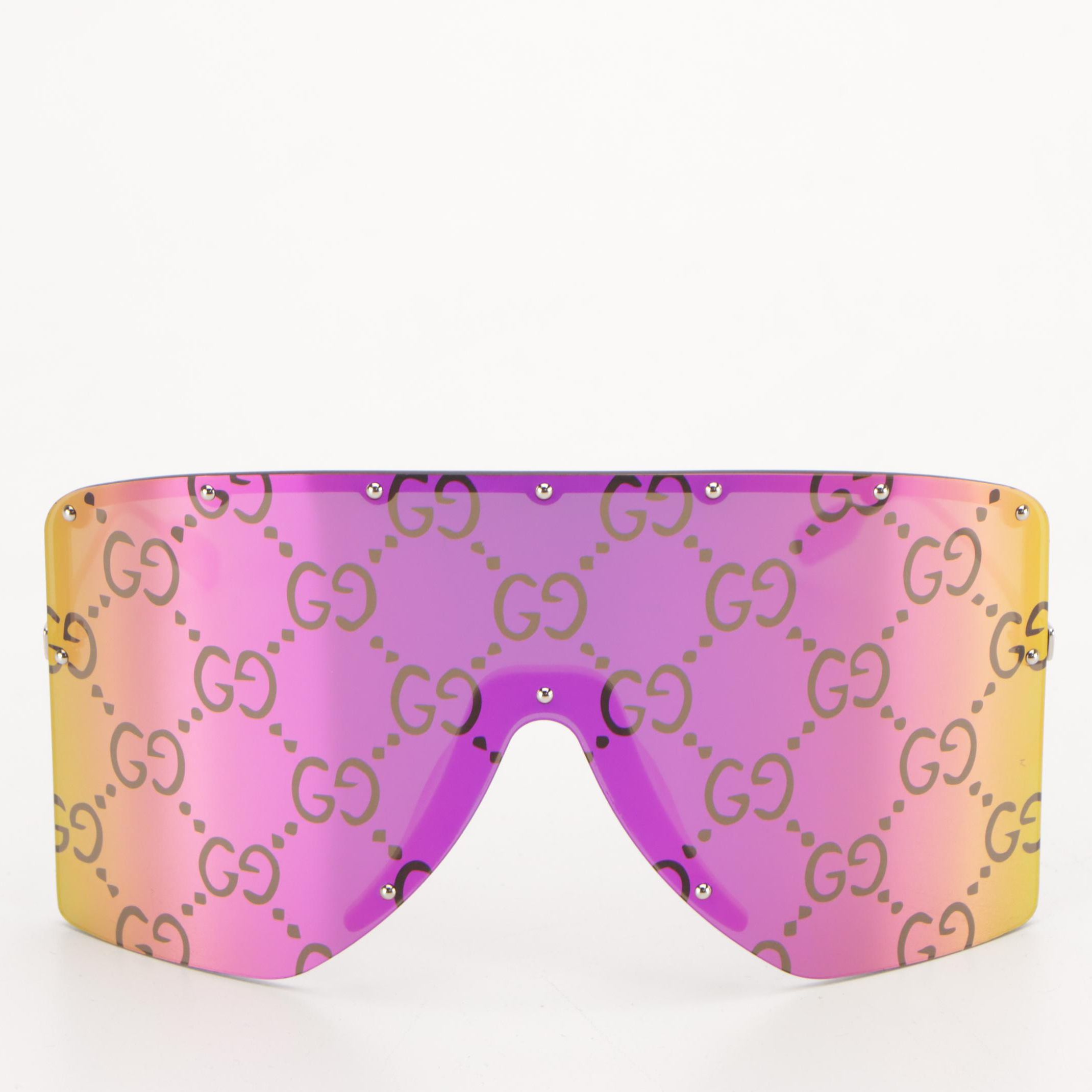 Gucci GG1244S Pink Mirror Shield Sunglasses with Soft Case