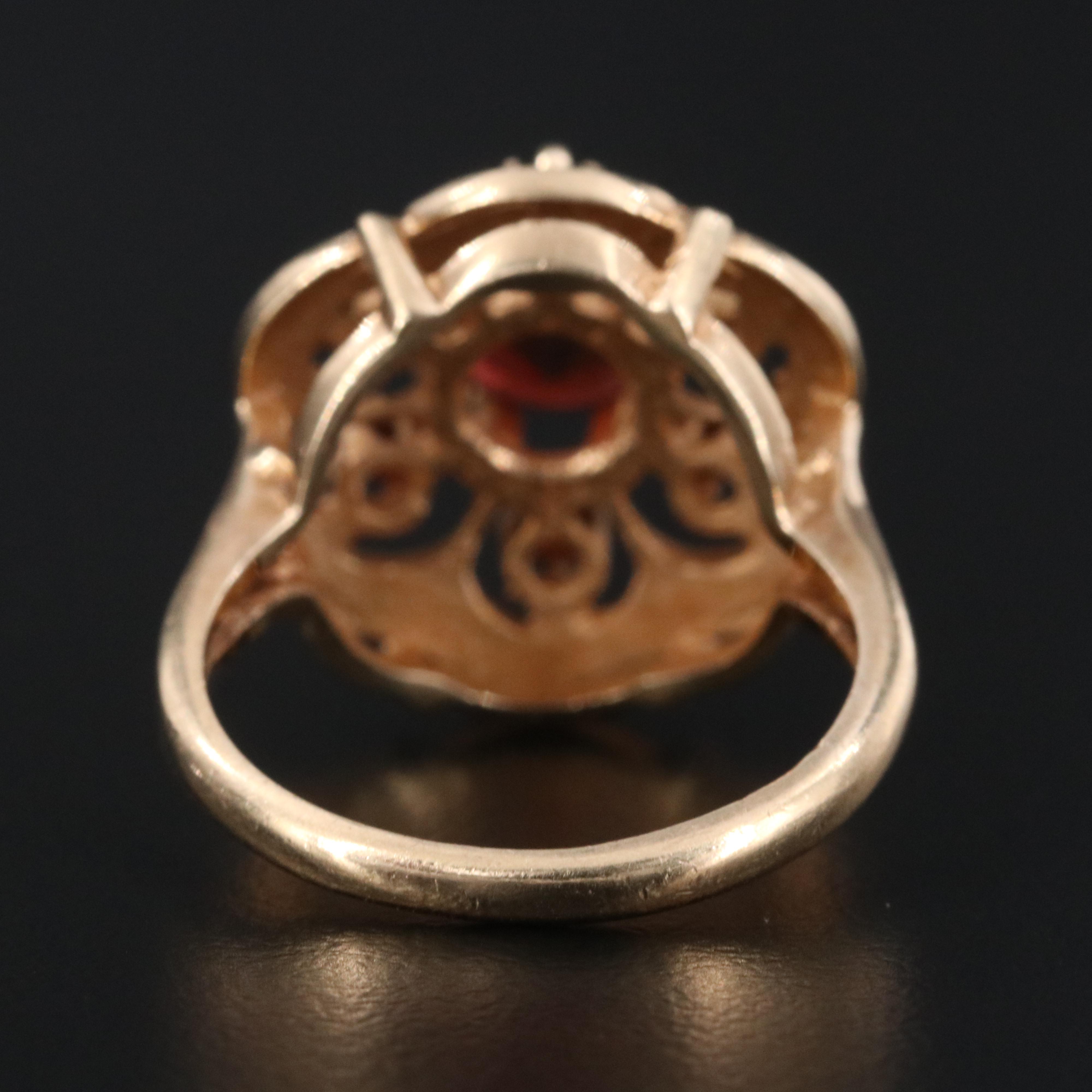 10K Cluster Garnet and Enamel Hexafoil Ring