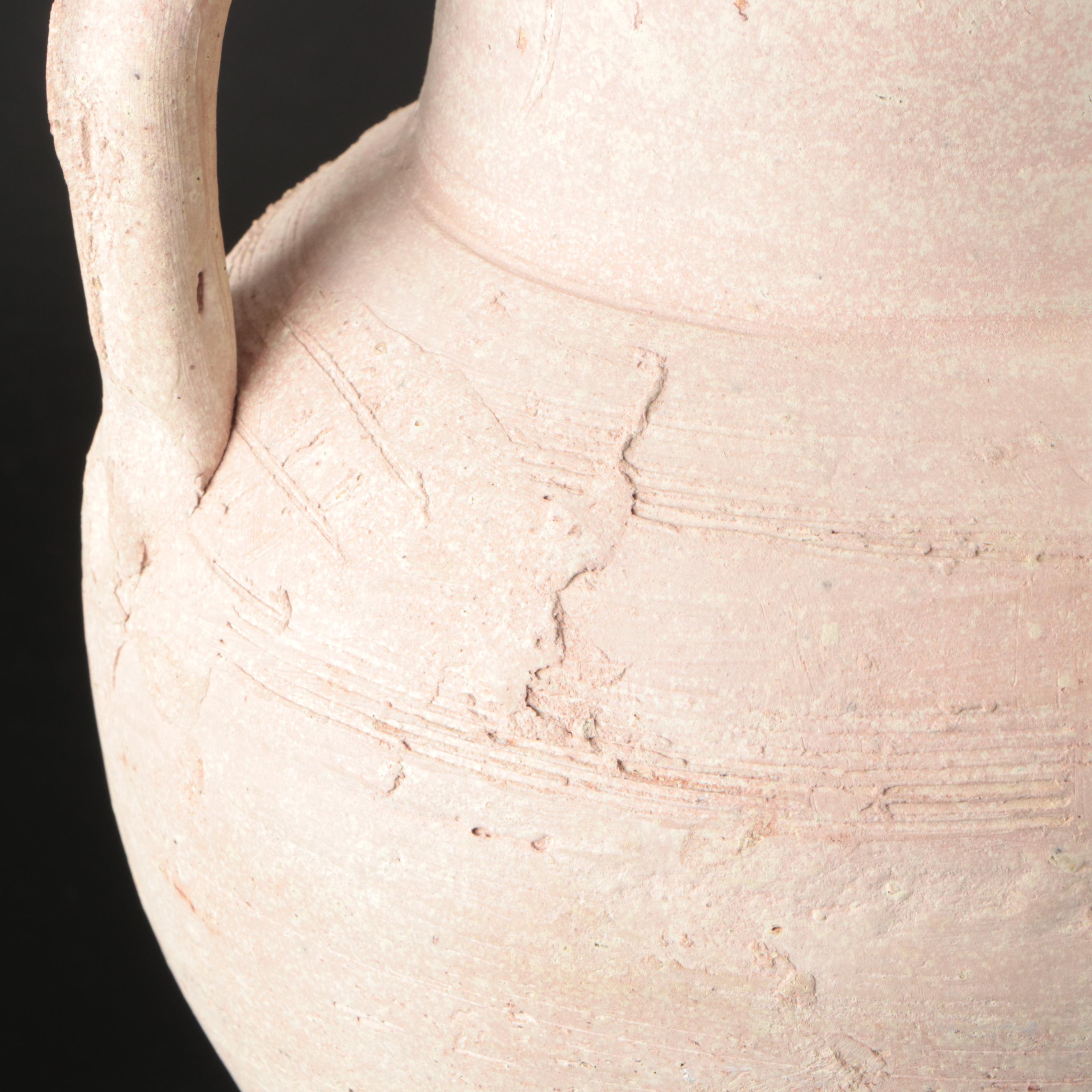 Hand Thrown Unglazed Ceramic Amphora Vase