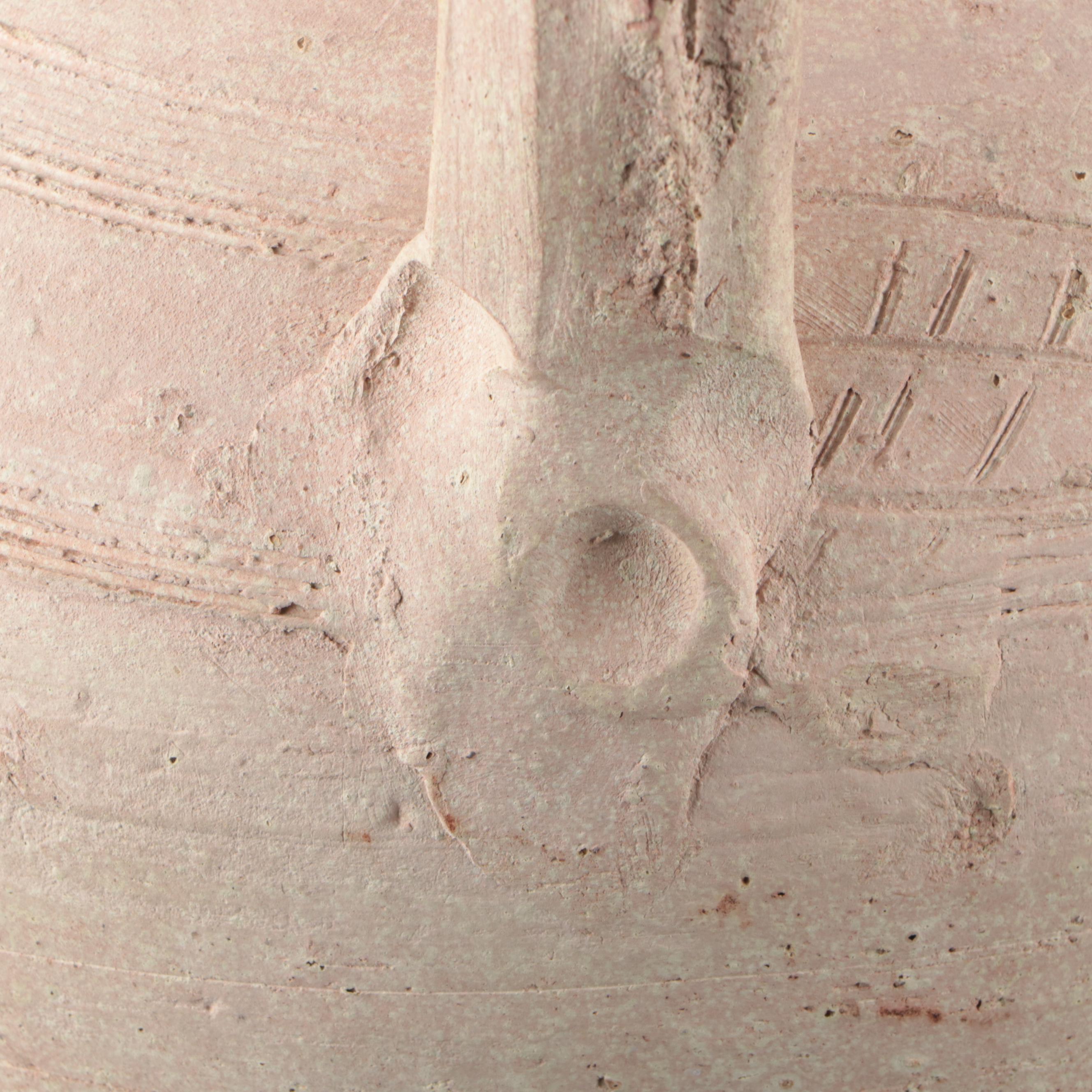 Hand Thrown Unglazed Ceramic Amphora Vase