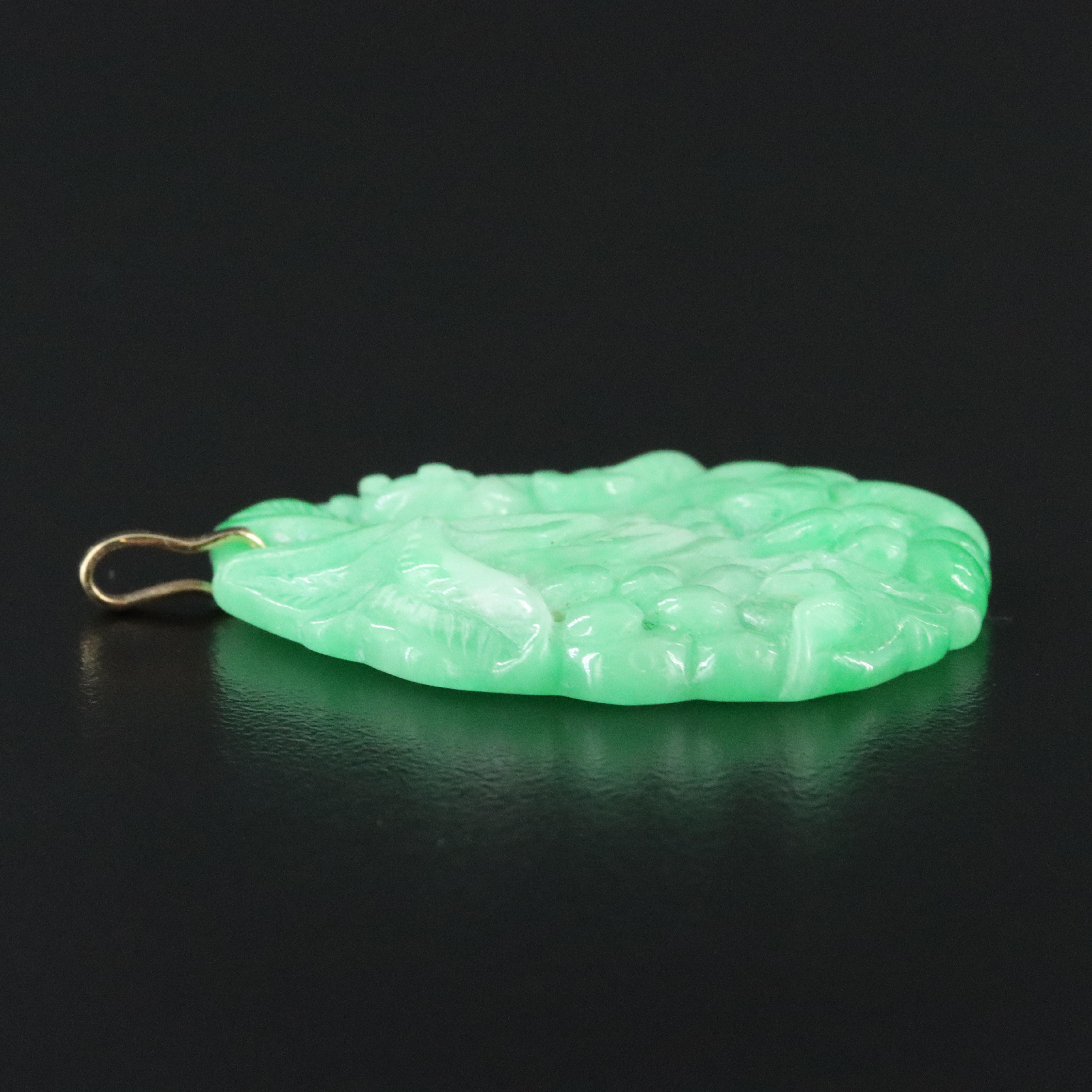 18K Carved Jadeite Pendant