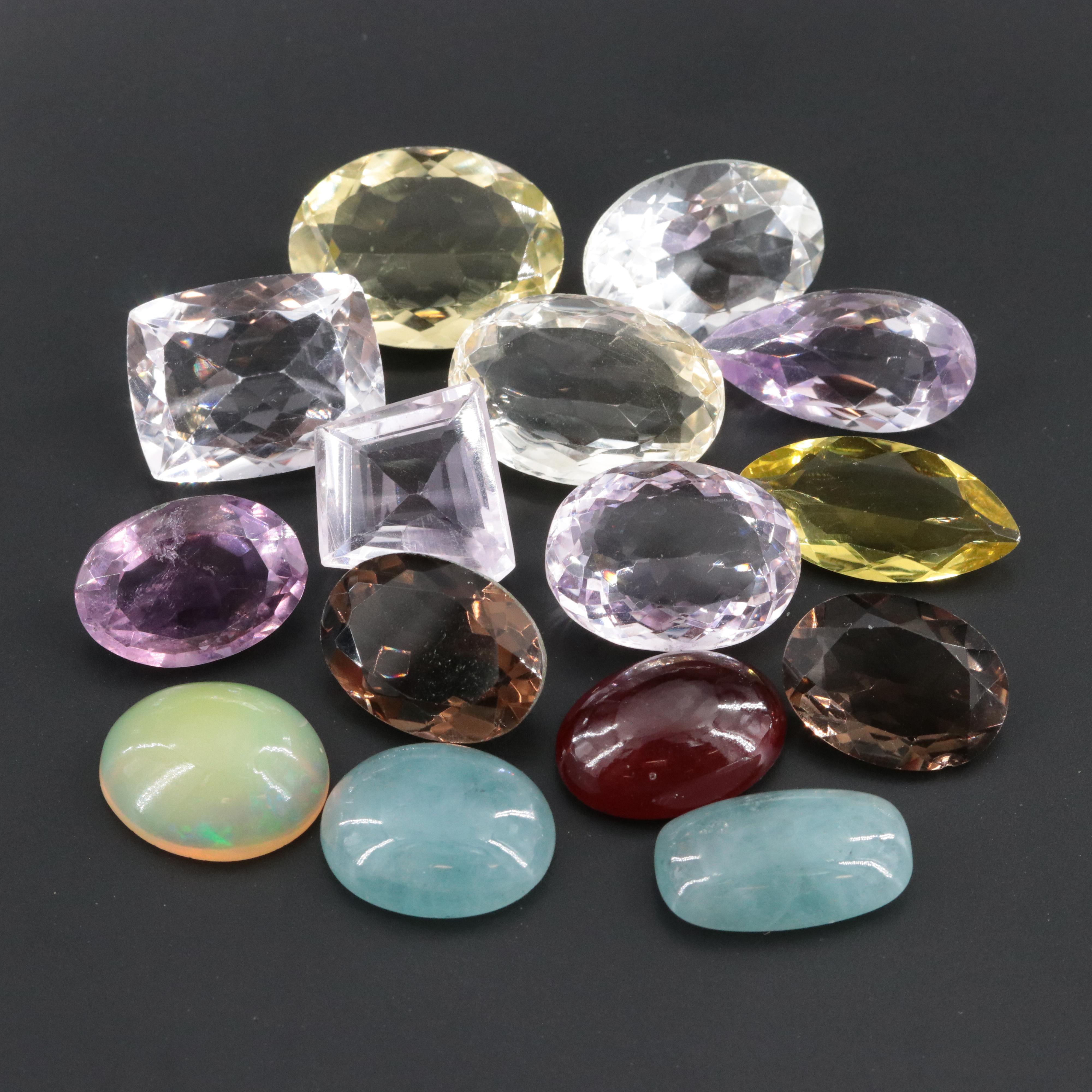 Loose 149.82 CTW Gemstones Including Amethyst, Citrine and Smoky Quartz