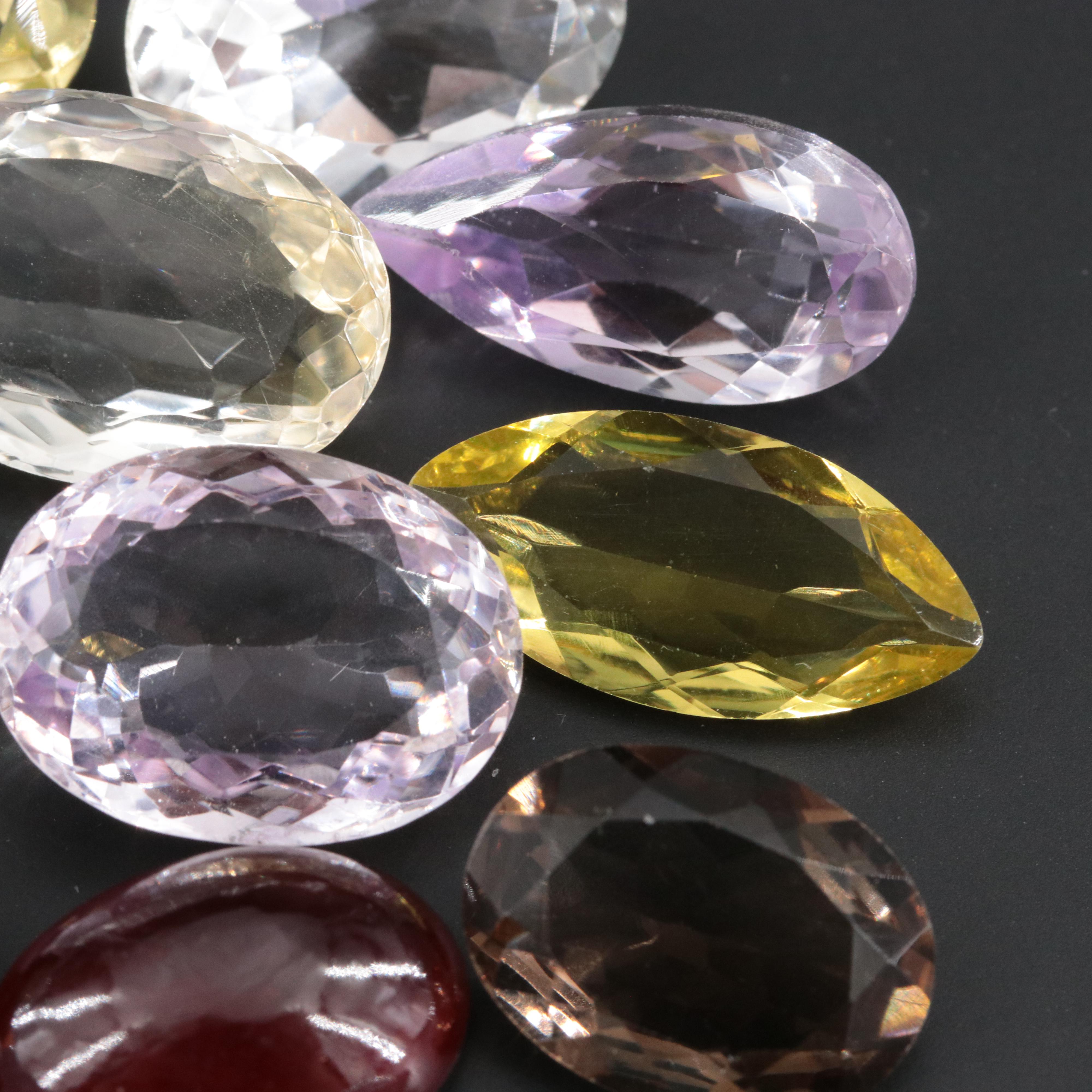Loose 149.82 CTW Gemstones Including Amethyst, Citrine and Smoky Quartz