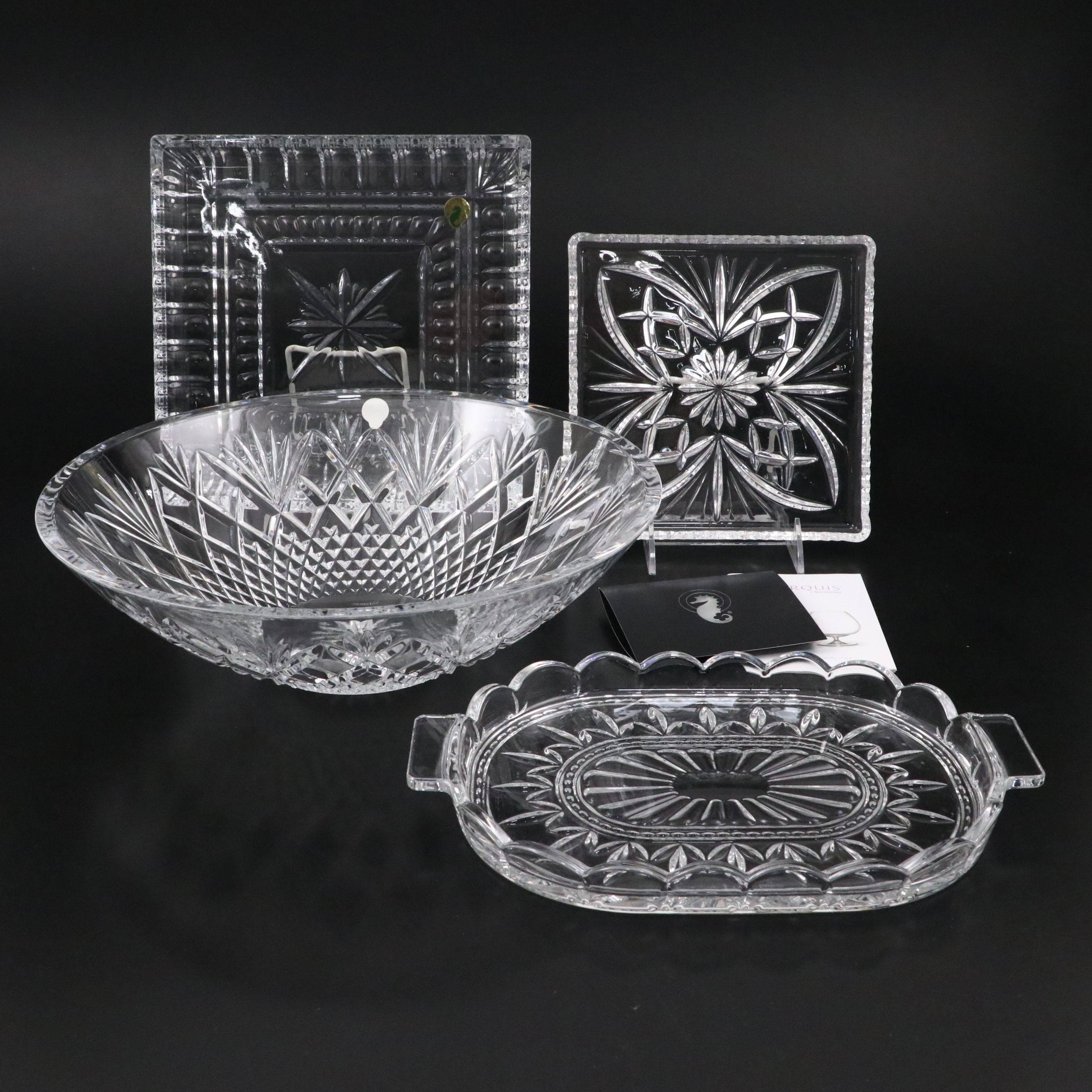 Waterford "Sullivan" Crystal Bowl with "Newberry," "O'Connell," and Other Trays