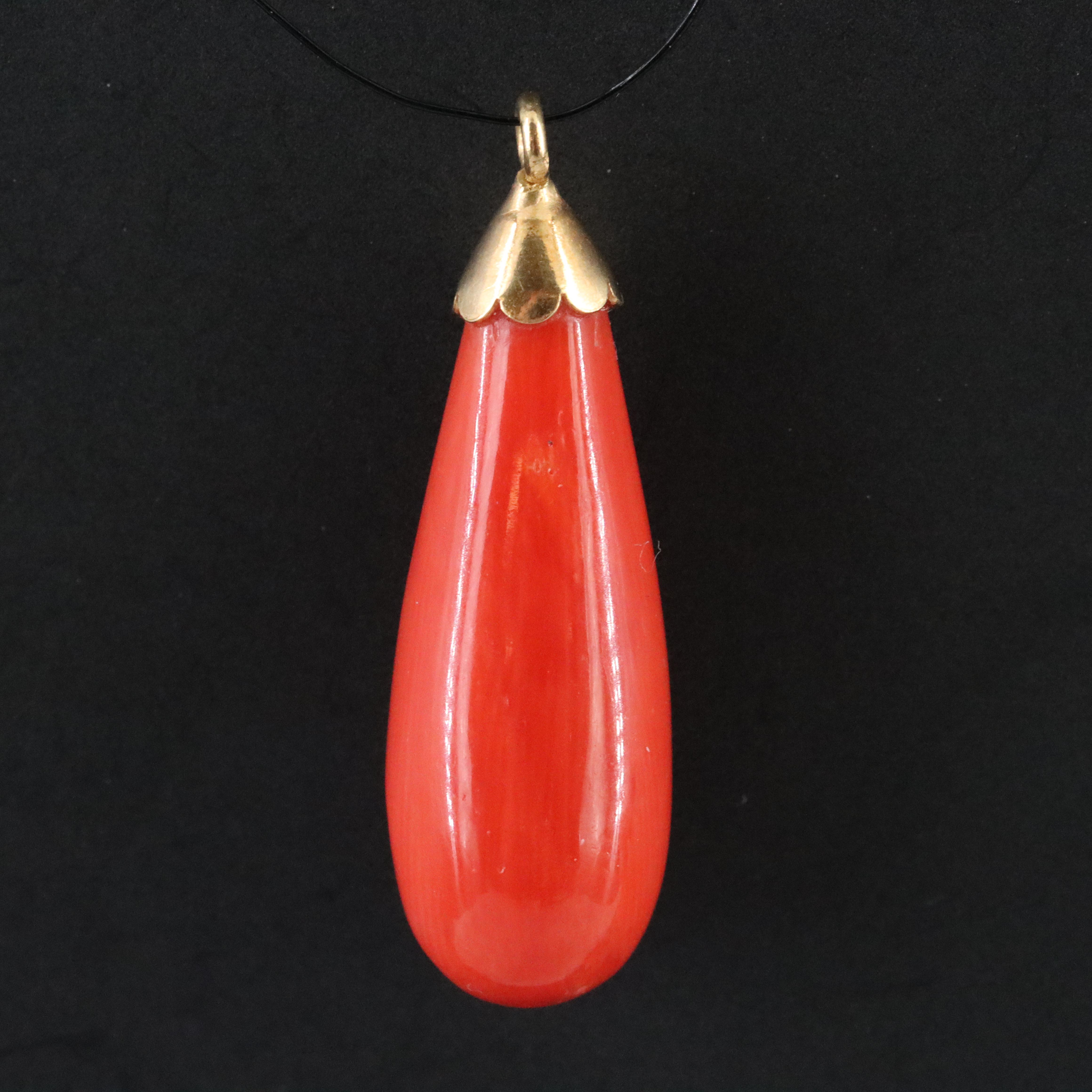 18K Coral Drop Pendant