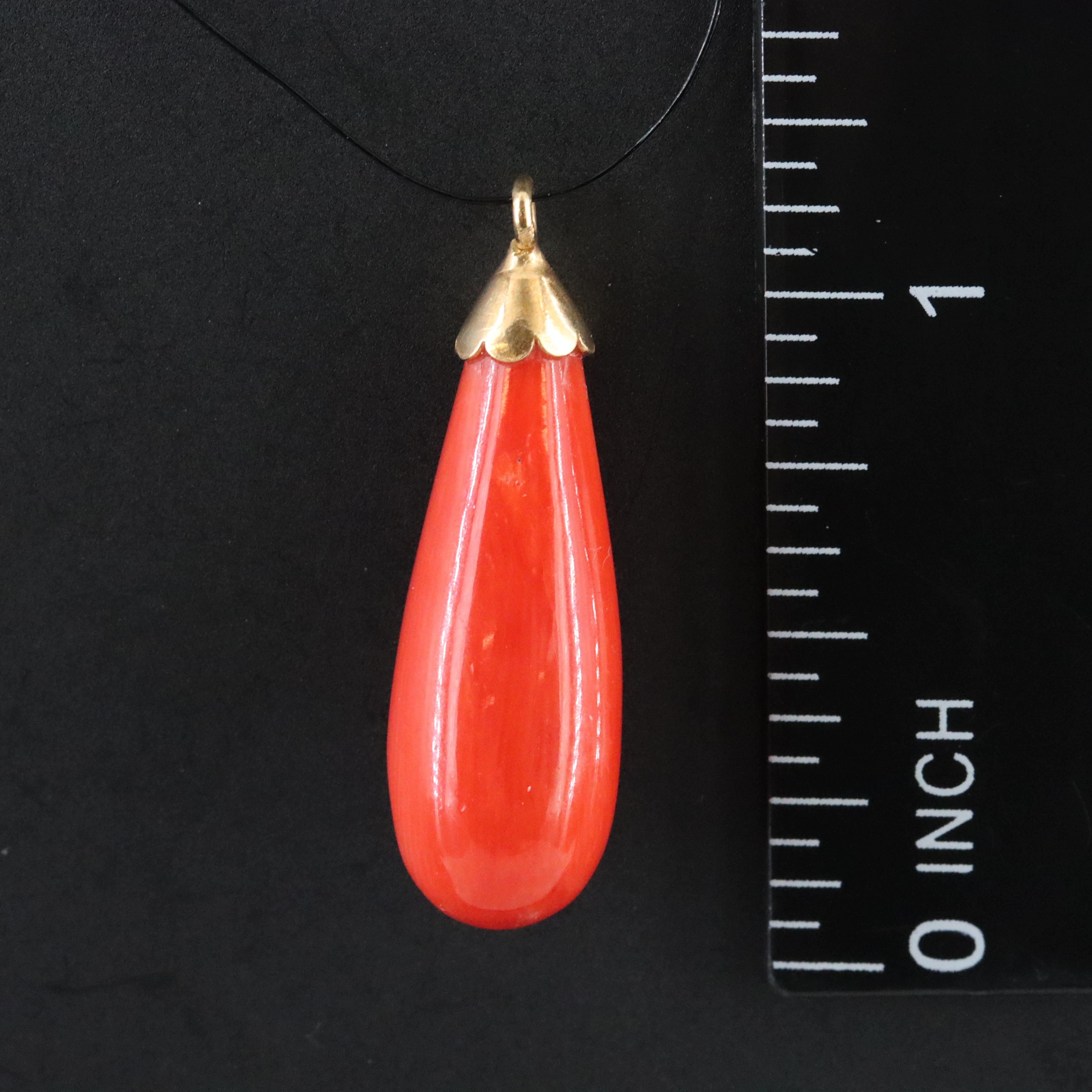 18K Coral Drop Pendant