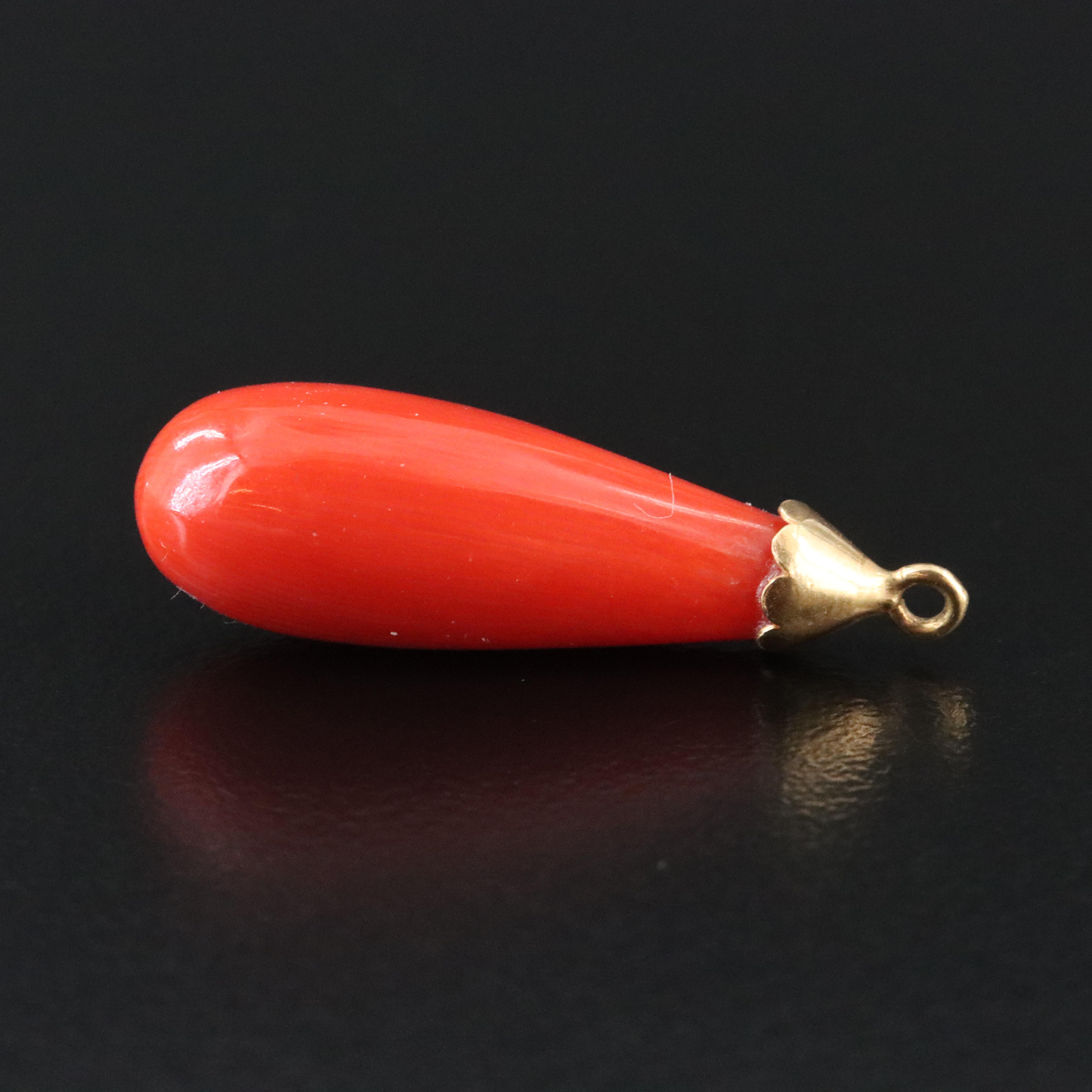 18K Coral Drop Pendant