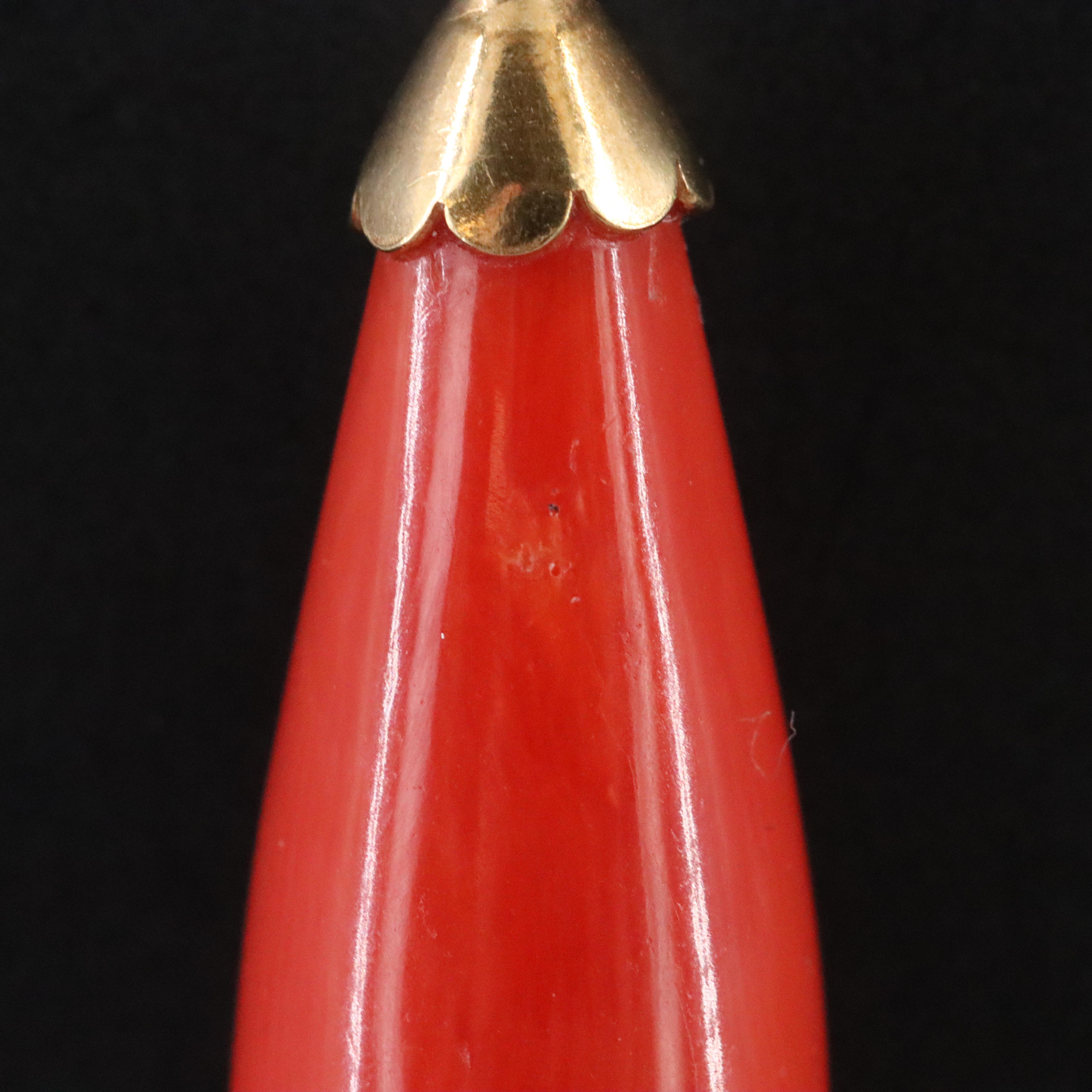 18K Coral Drop Pendant