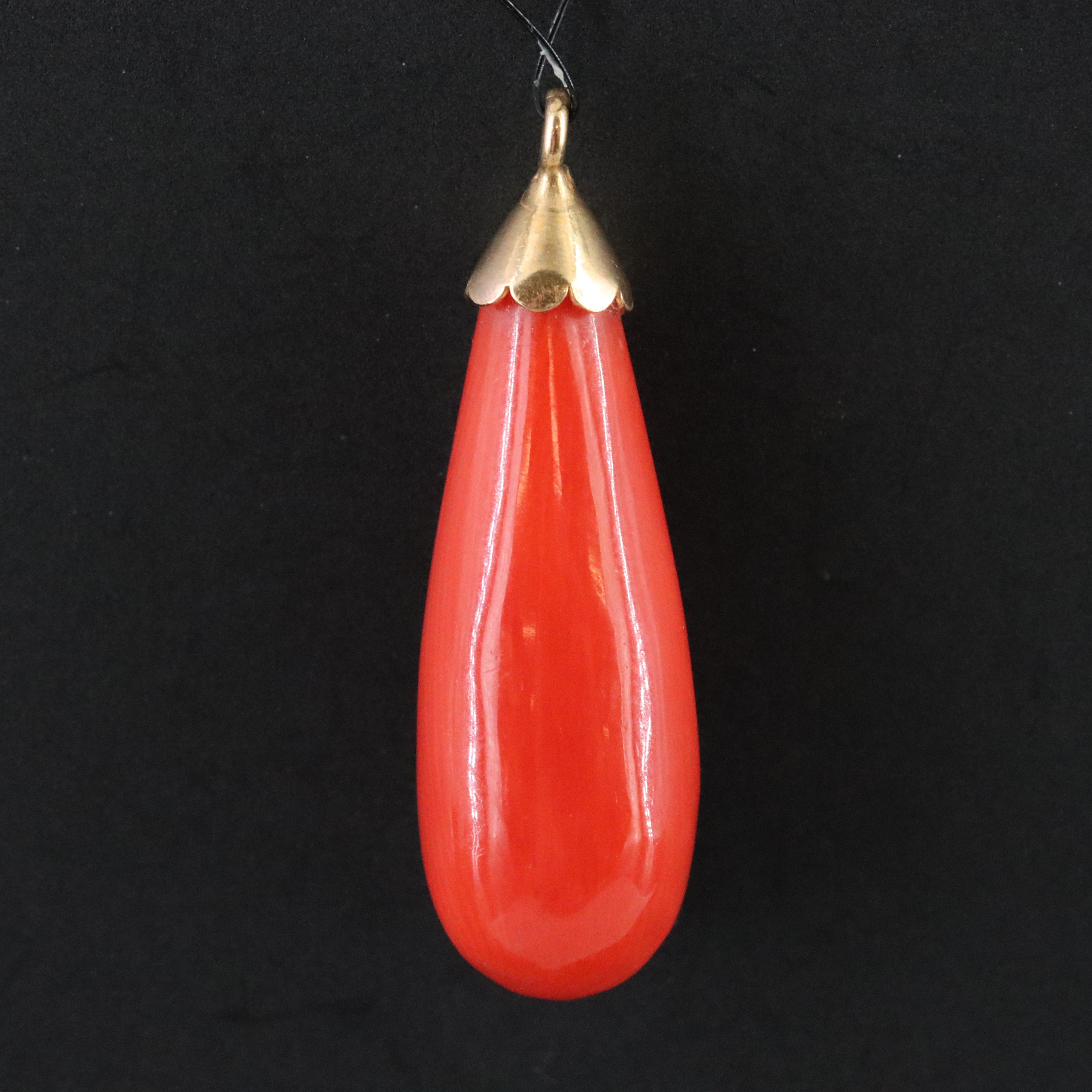18K Coral Drop Pendant