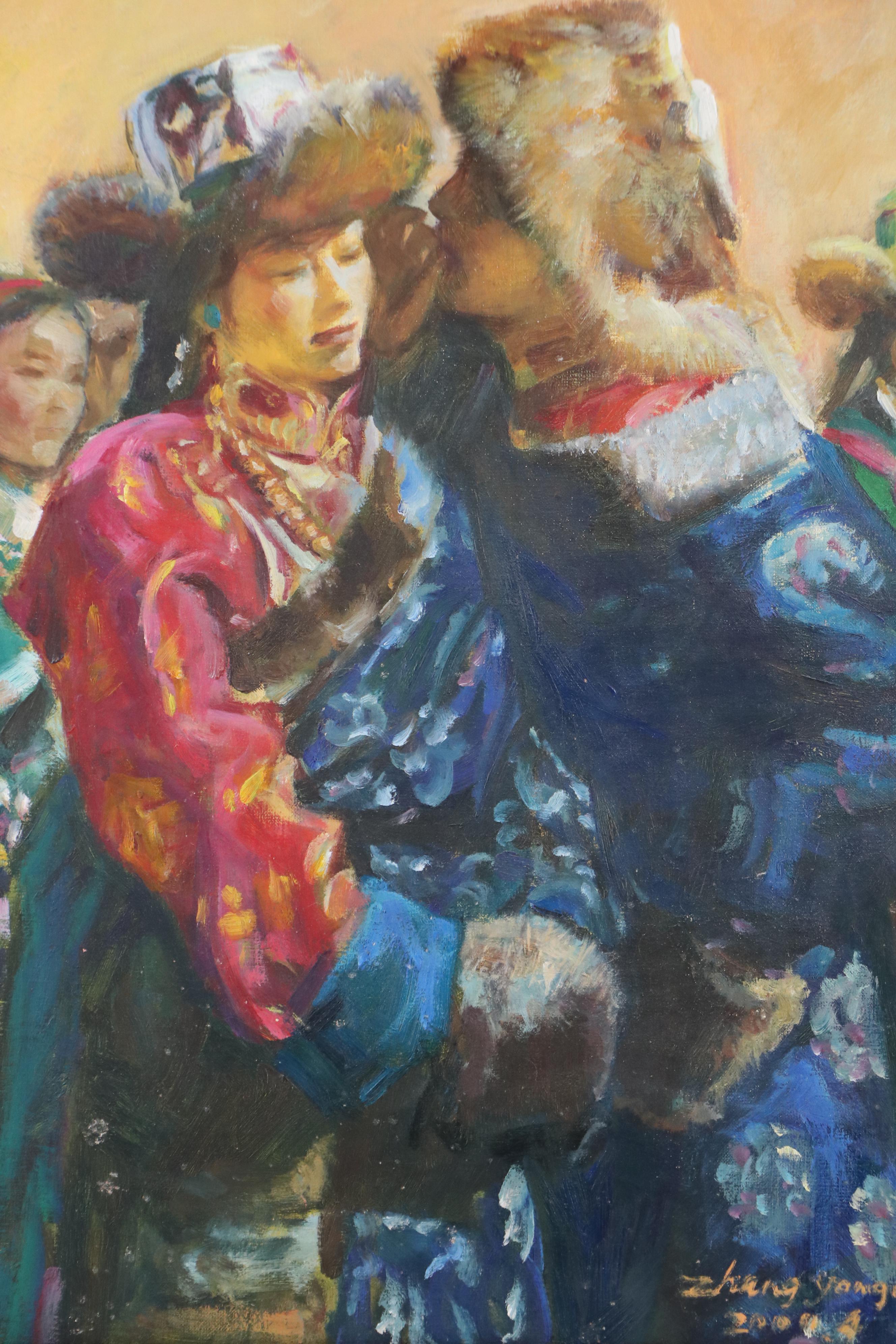 Zhang Youngqi Oil Painting of Couple Dancing, 2004